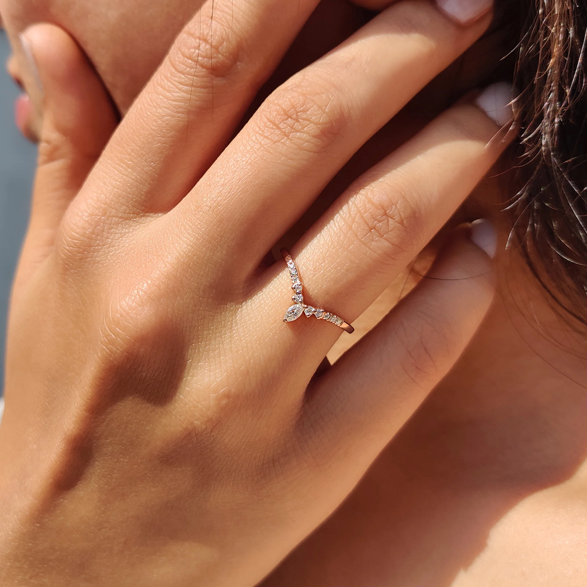 Chevron Wedding Band In Marquise Cut Moissanite - Image 6