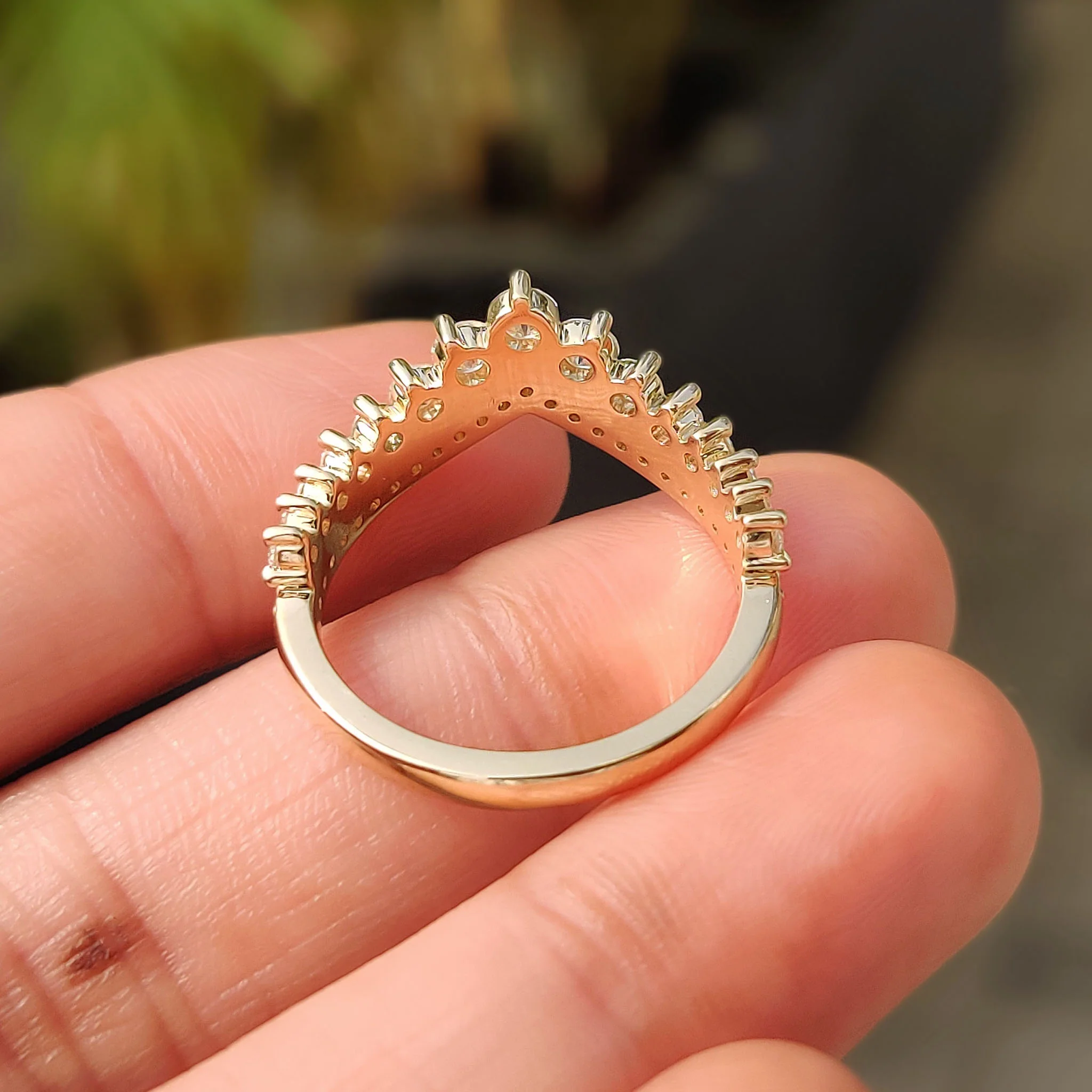 Chevron wedding band With Round Cut Pave Style - Image 7