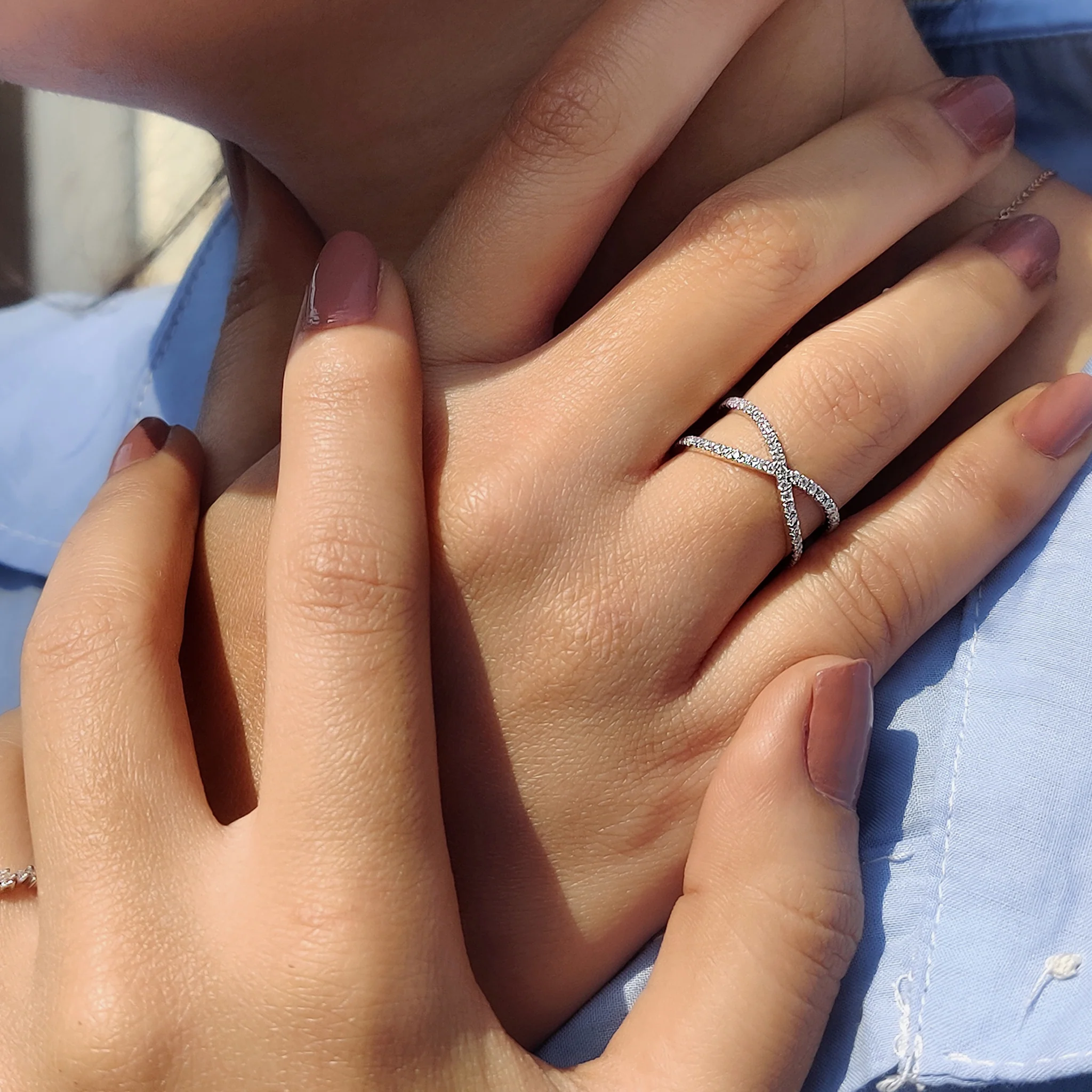 Classic Criss Cross Eternity Band In Round Cut - Image 5