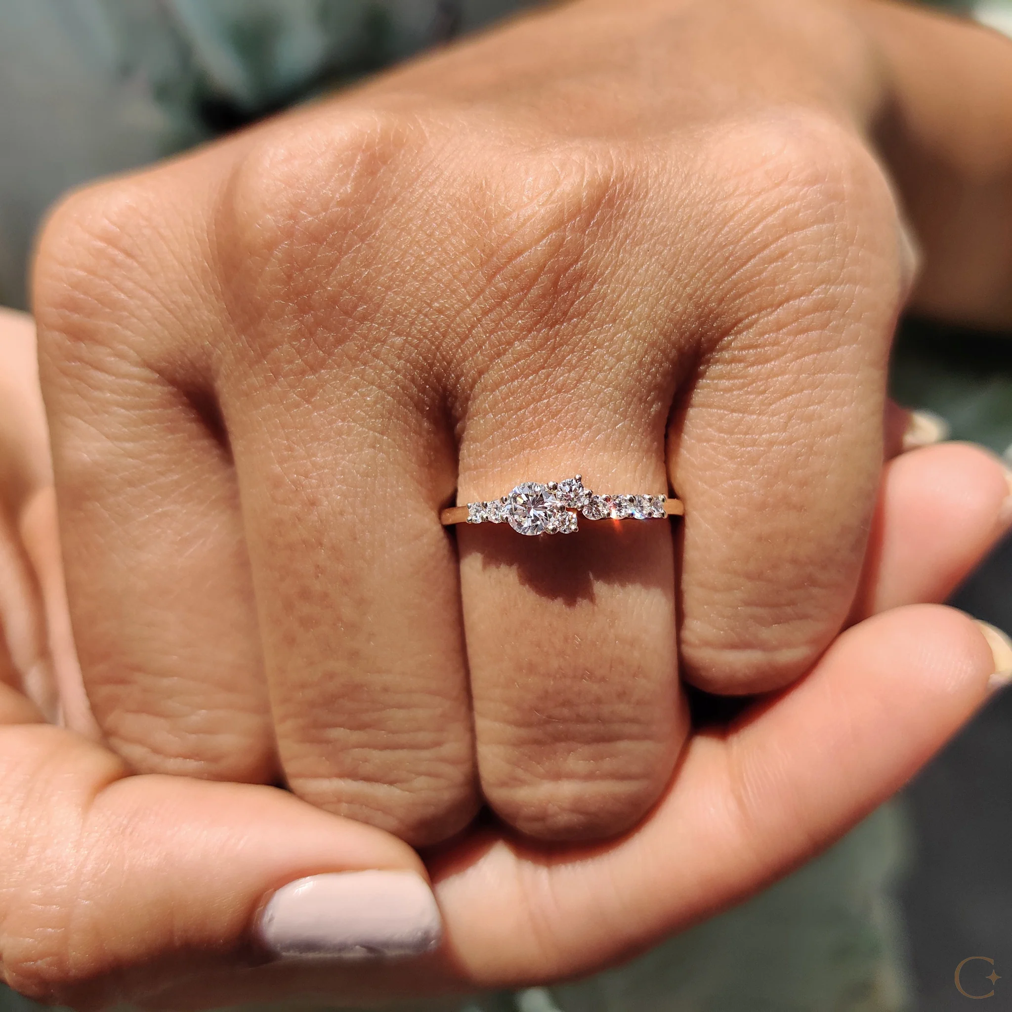Cluster Engagement Ring With Round Cut Diamond - Image 2