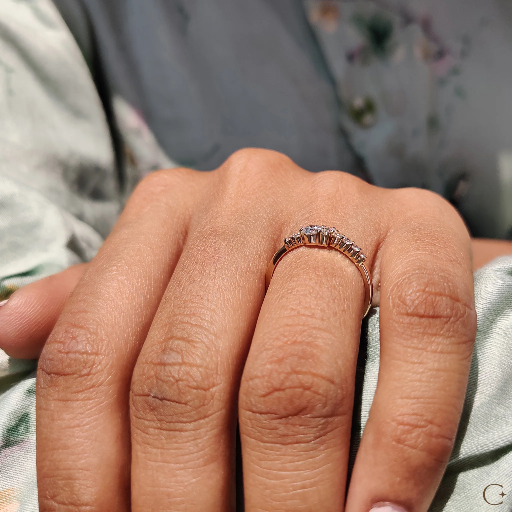 Cluster Engagement Ring With Round Cut Diamond - Image 4