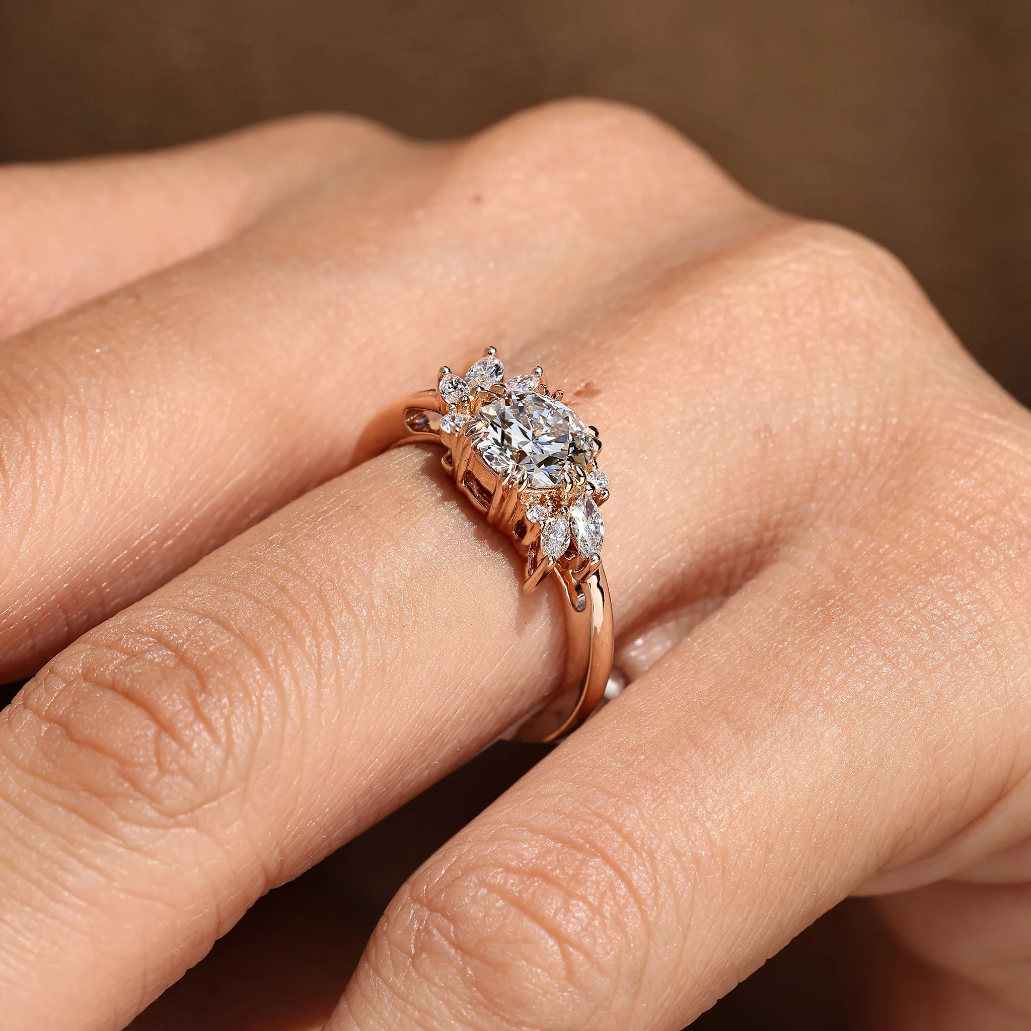 Cluster Setting Round Diamond Engagement Ring - Image 3