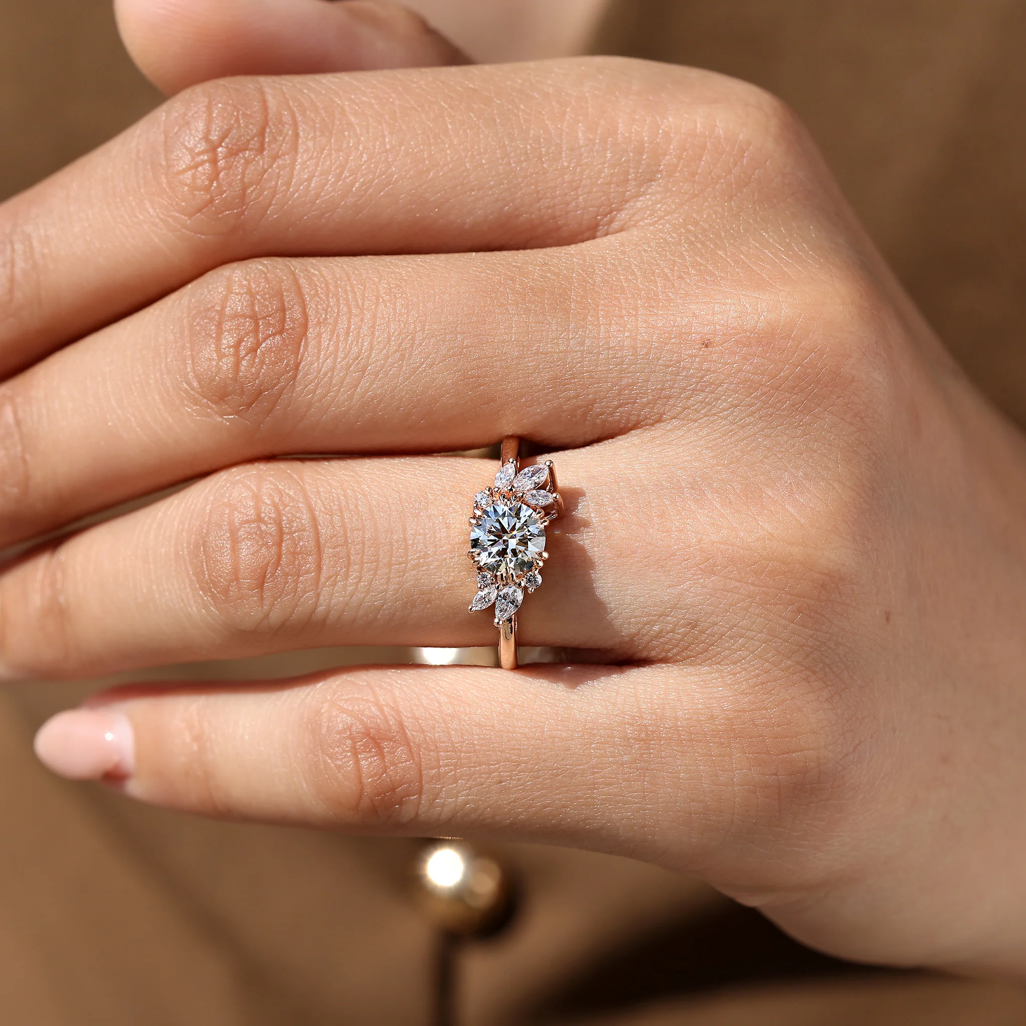 Cluster Setting Round Diamond Engagement Ring - Image 9
