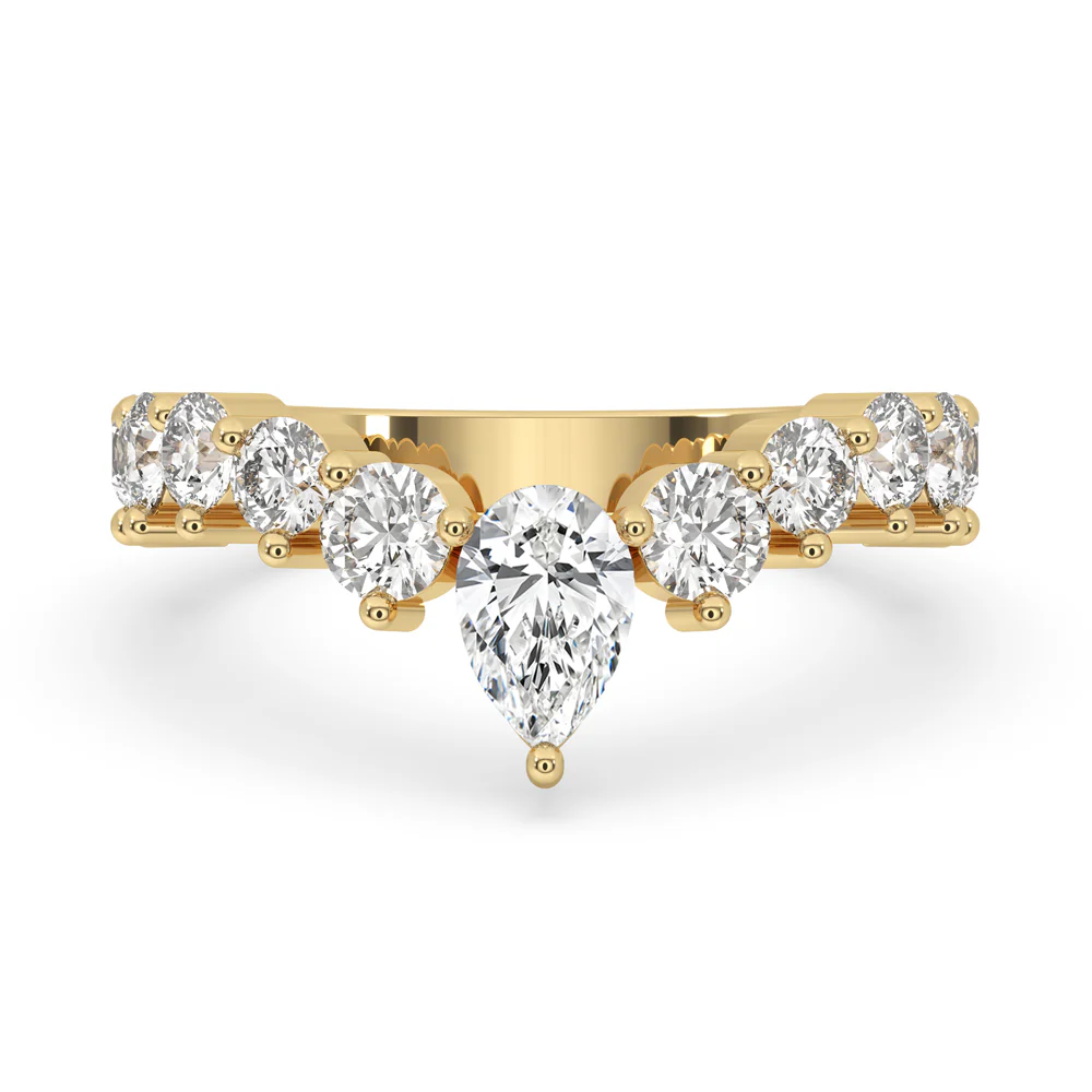 Curved Diamond Wedding Band - Round Diamonds