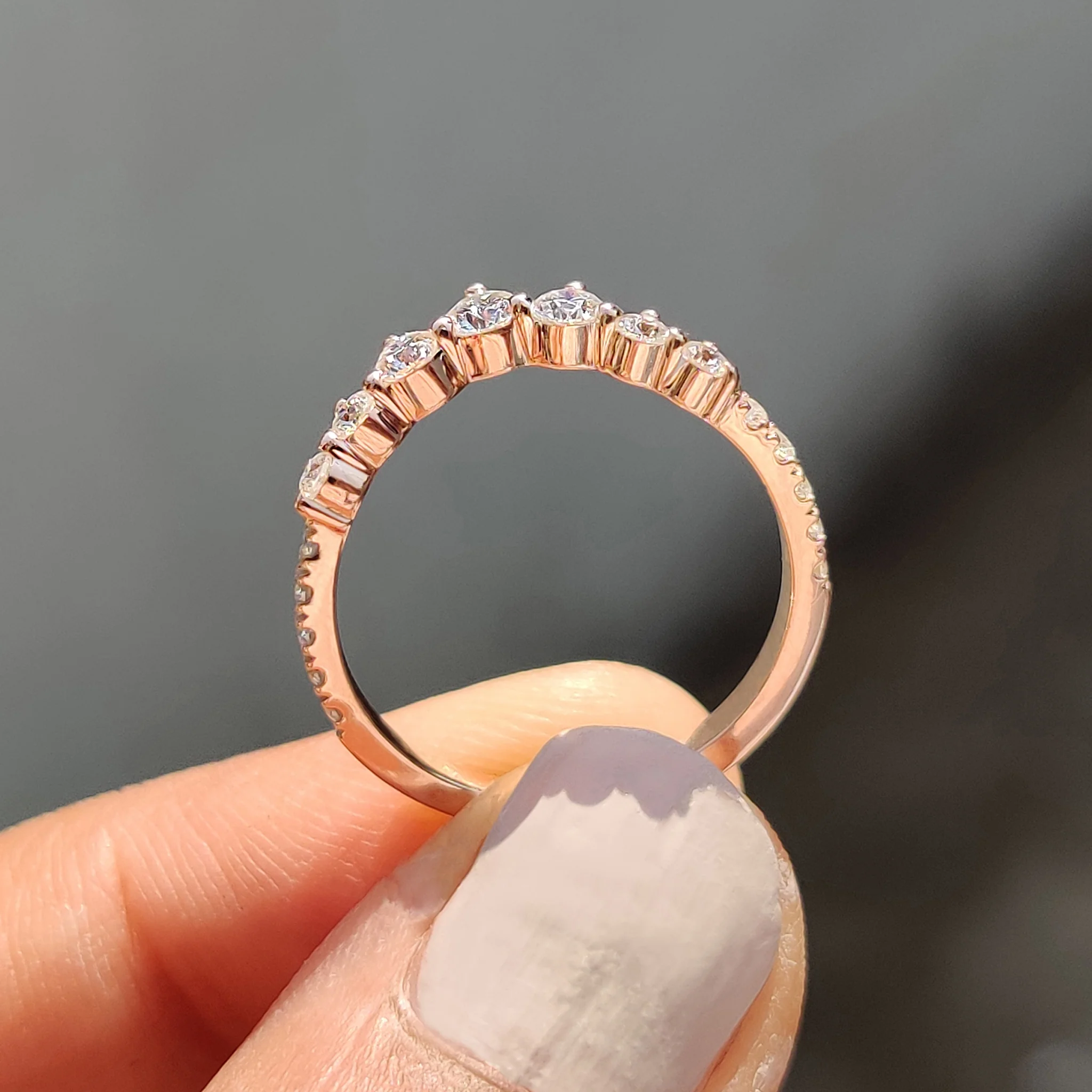 Curvy Wedding Band With Round Cut Moissanite - Image 9