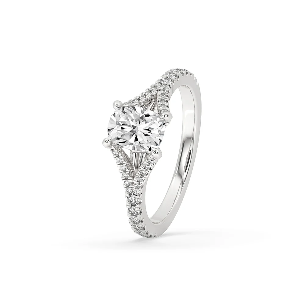 Cushion Cut Diamond Ring With Split Pave Style - Image 2
