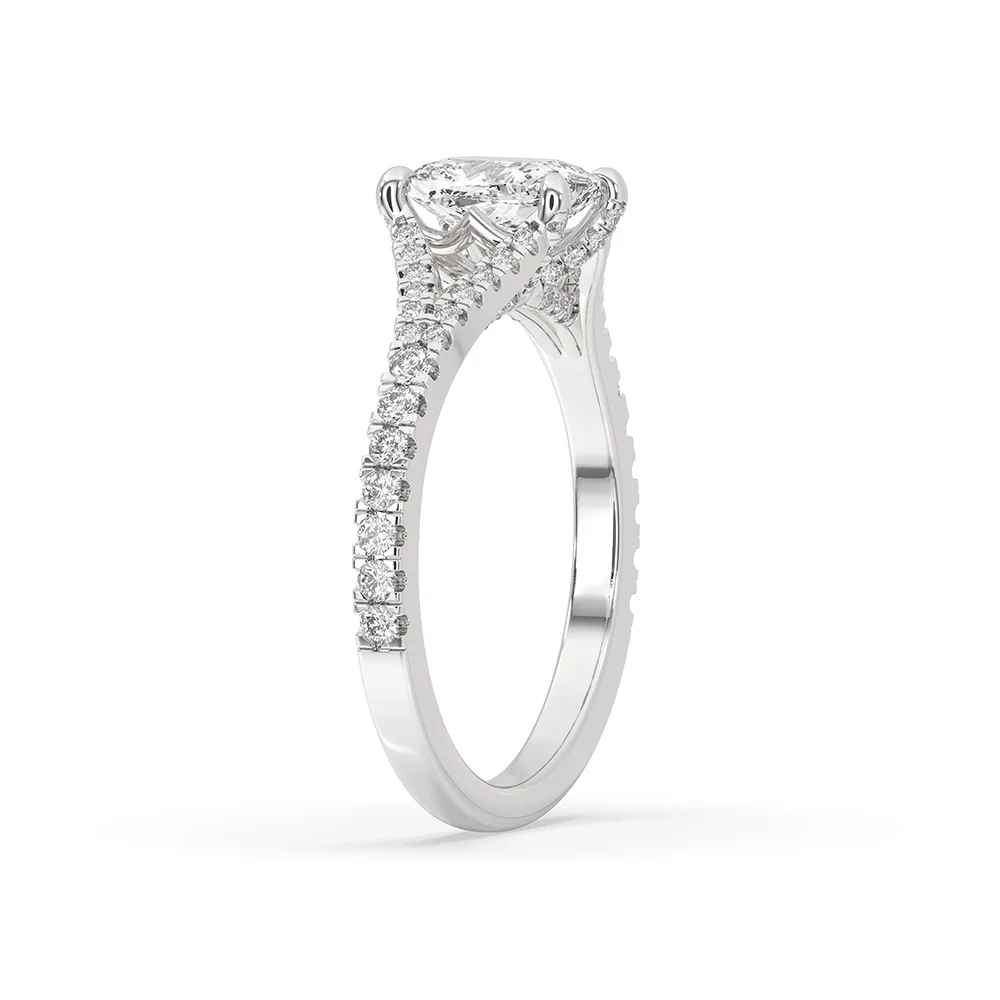 Cushion Cut Diamond Ring With Split Pave Style - Image 4