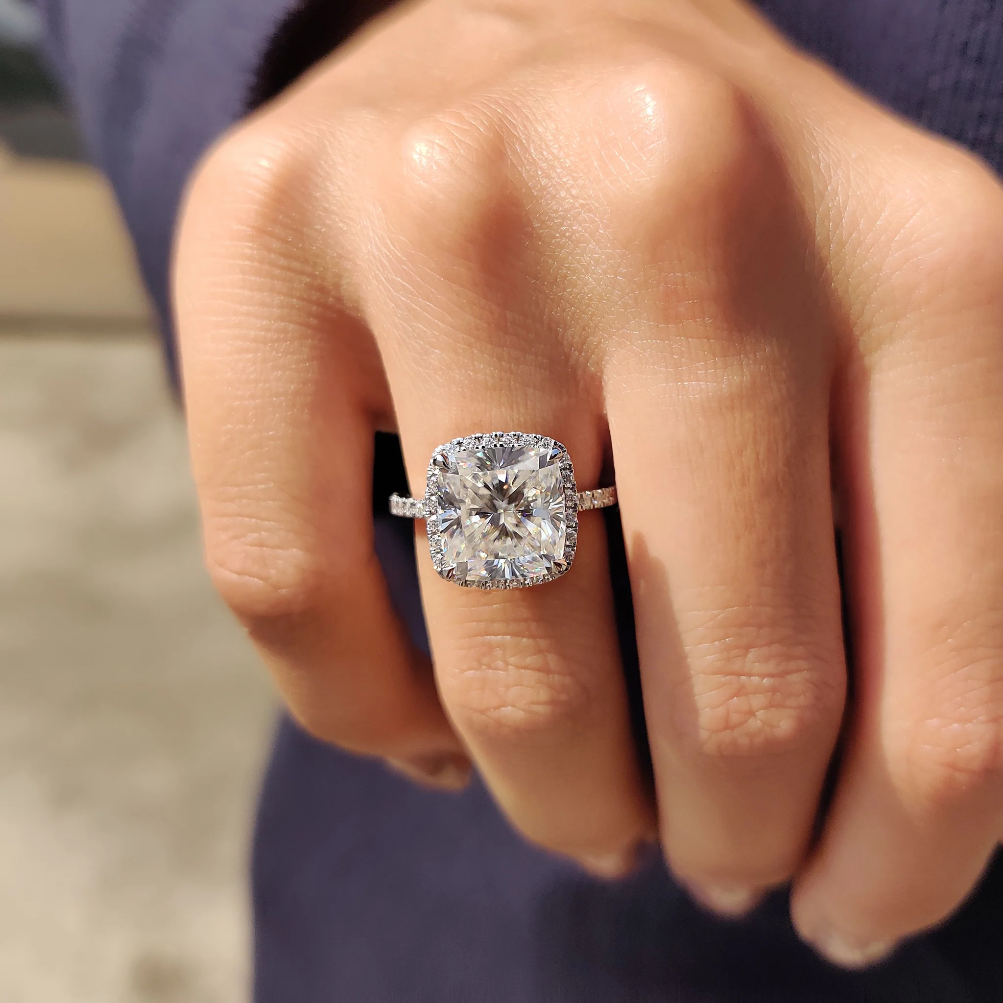 Cushion Cut Engagement Ring In Halo Style