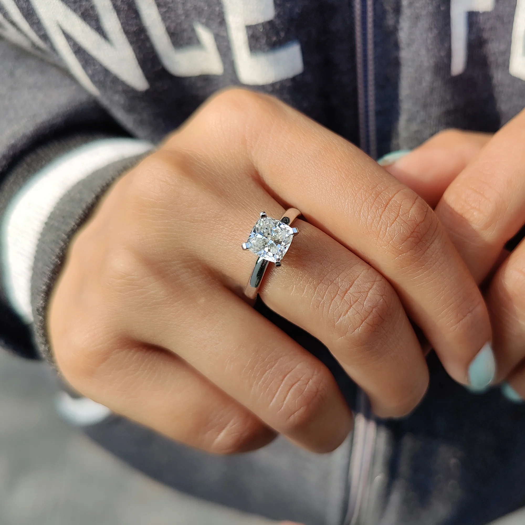 Solitaire Setting Cushion Cut Engagement Ring - Image 4