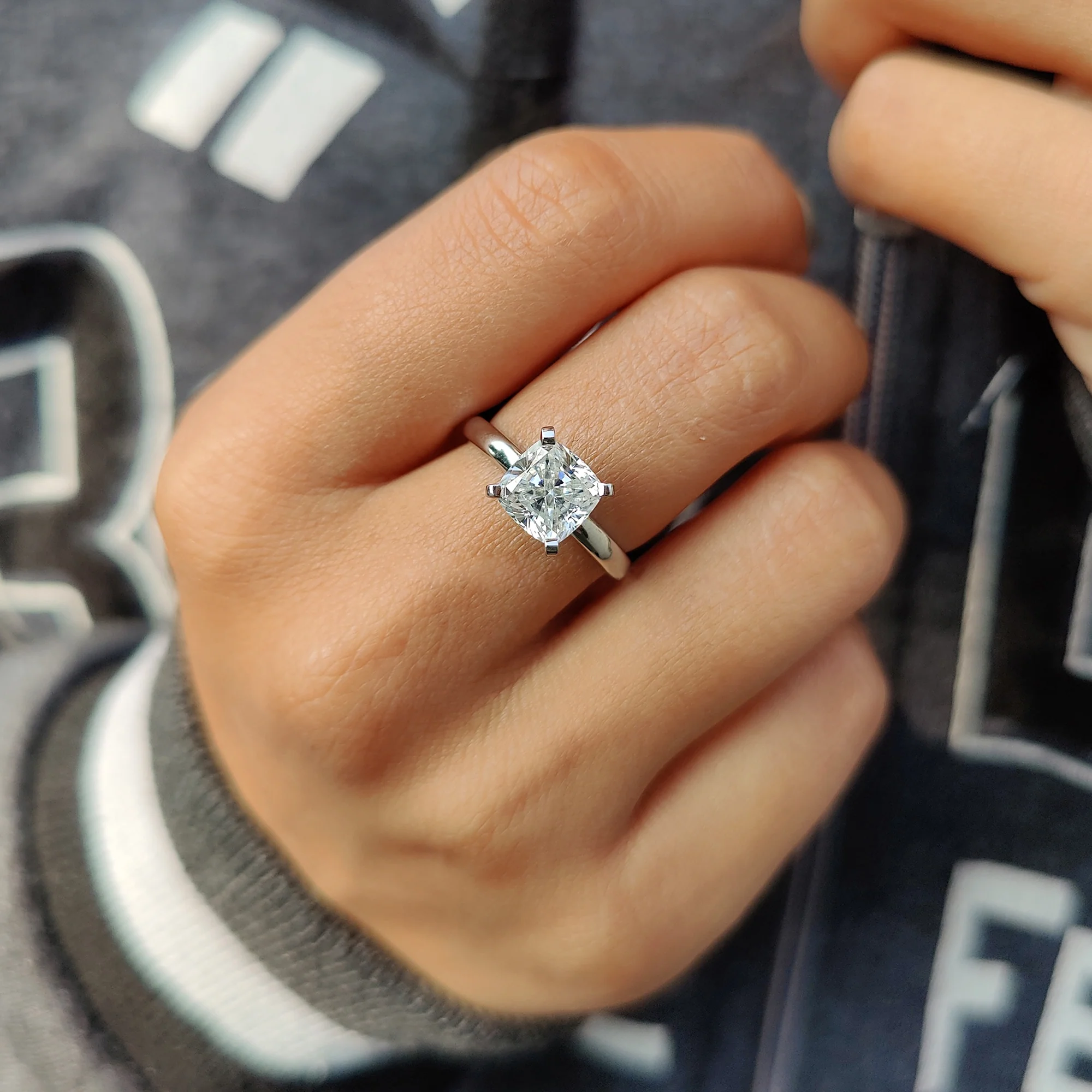 Solitaire Setting Cushion Cut Engagement Ring - Image 6