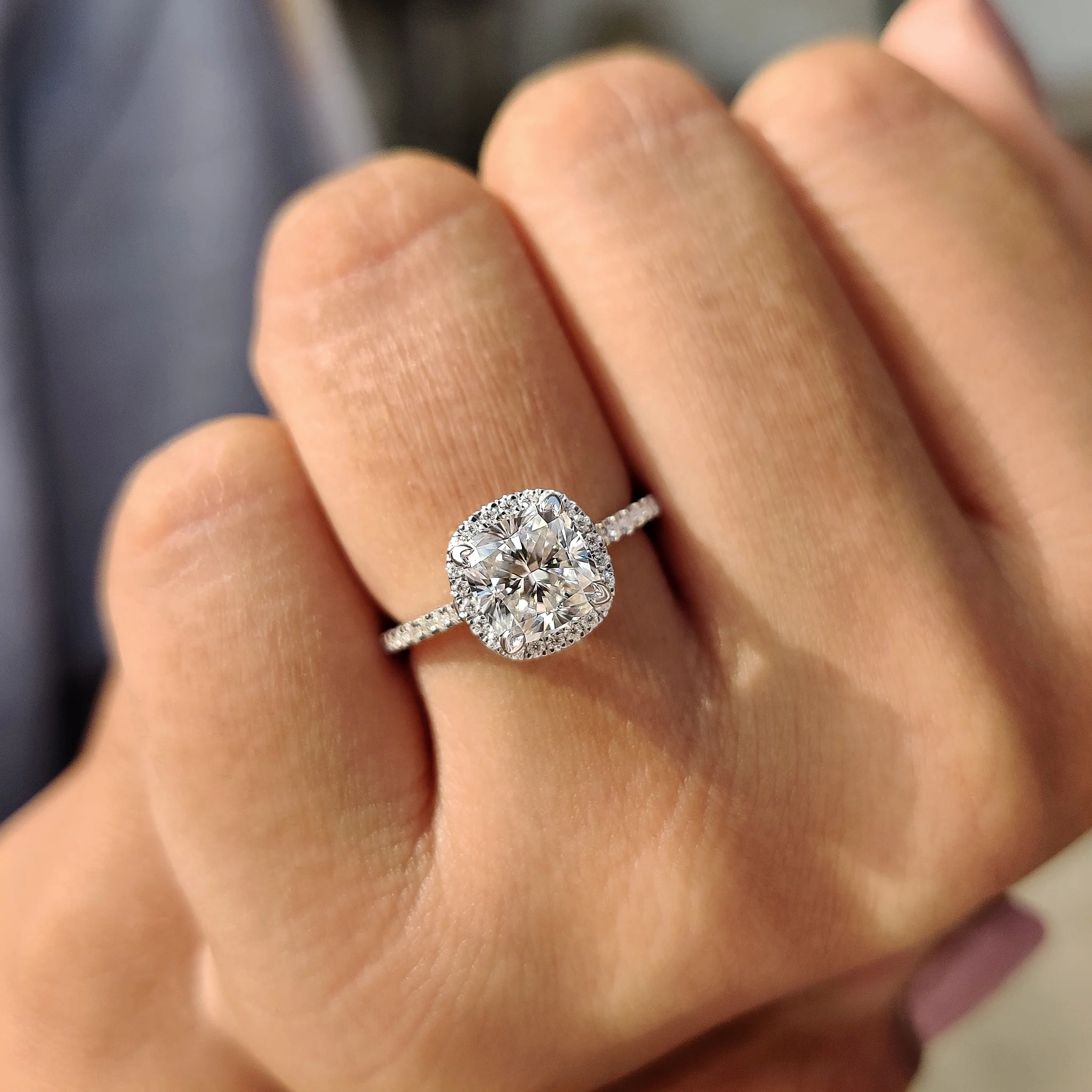 Cushion Cut Engagement Ring With Cathedral Setting - Image 2