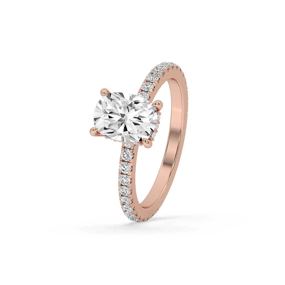 Cushion Cut Hidden Halo Engagement Ring In Rose Gold - Image 2