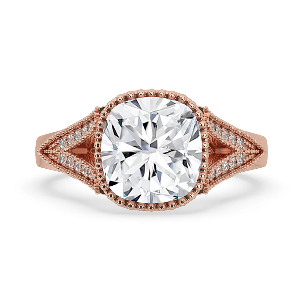 Cushion Cut Milgrain Engagement Ring Setting