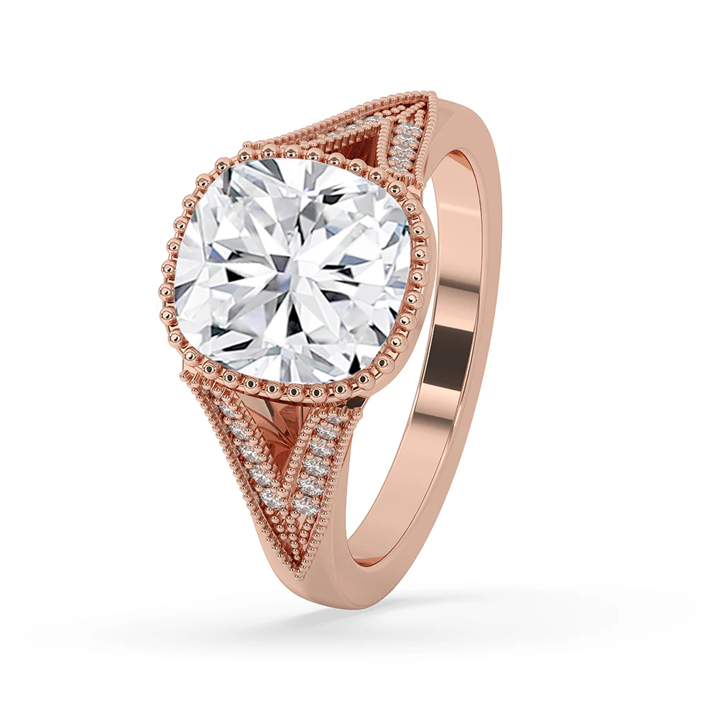 Cushion Cut Milgrain Engagement Ring Setting - Image 2