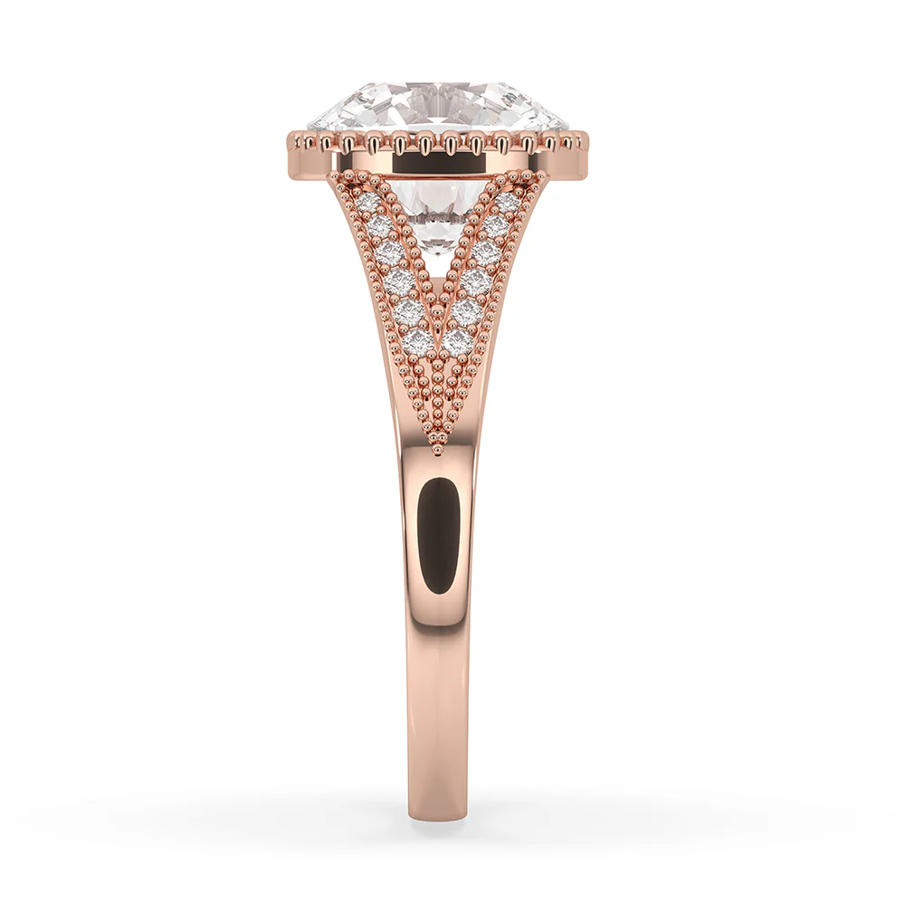 Cushion Cut Milgrain Engagement Ring Setting - Image 3