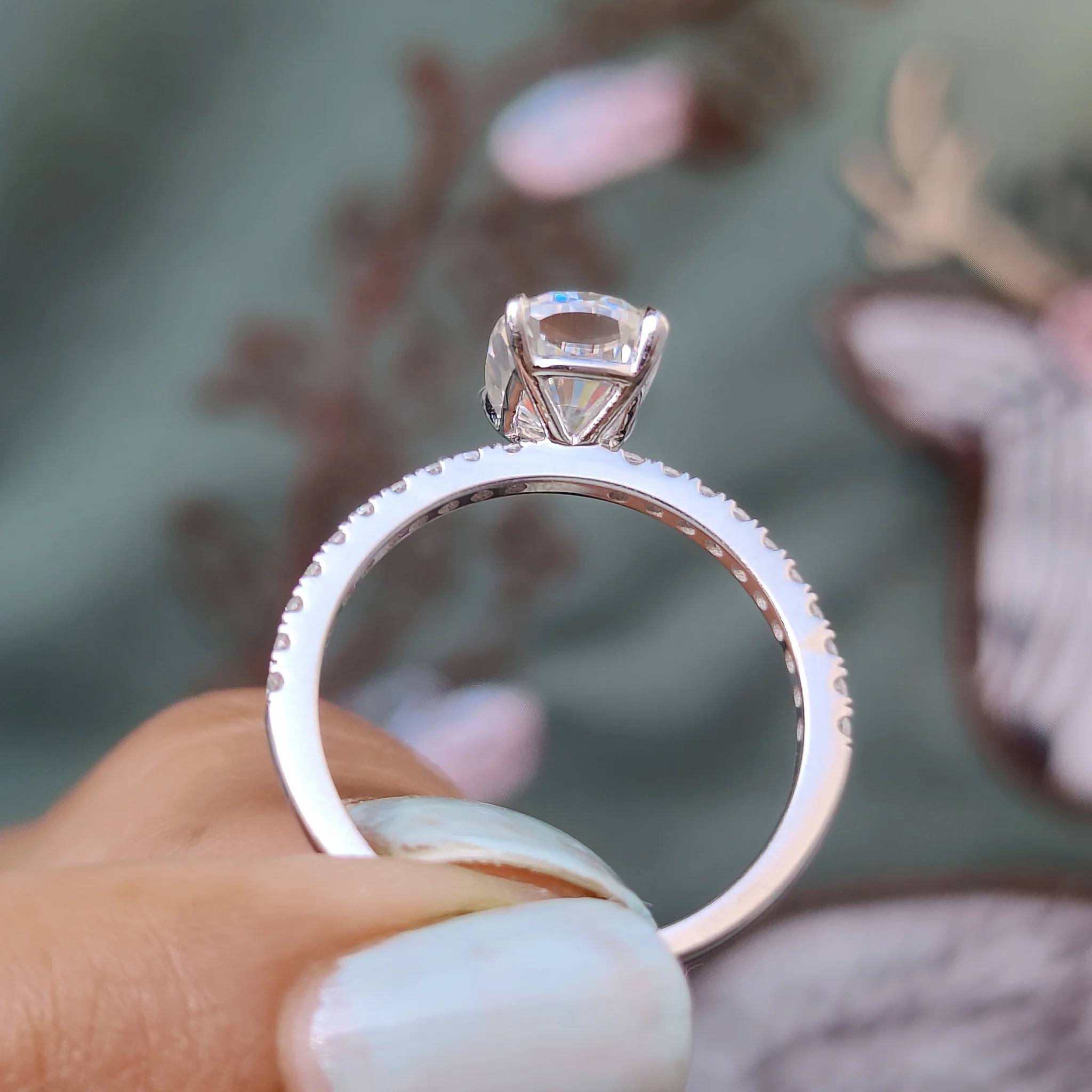 Cushion Cut Moissanite Pave Ring Setting - Image 7