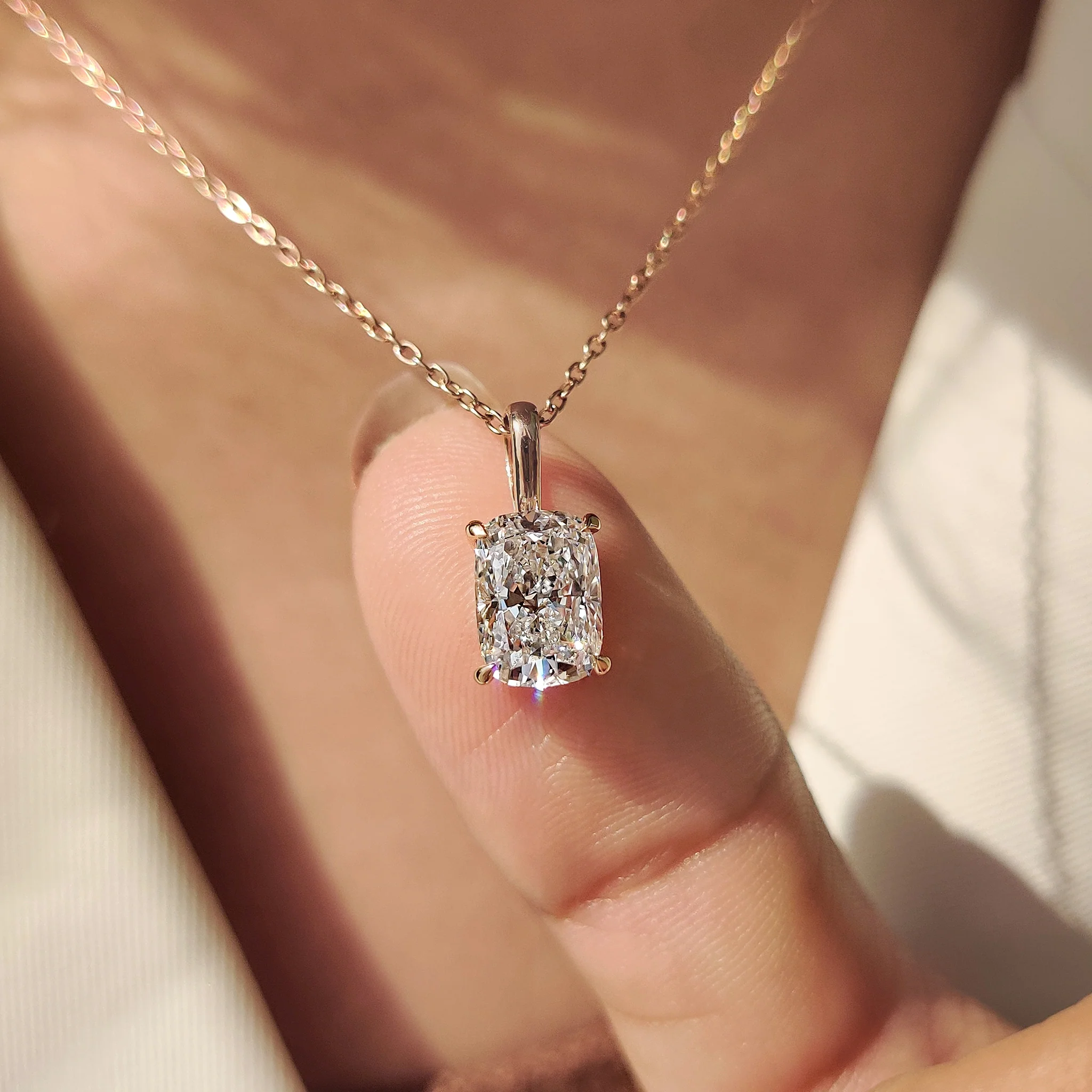Cushion Cut Solitaire Diamond Pendant With Claw Prong - Image 6