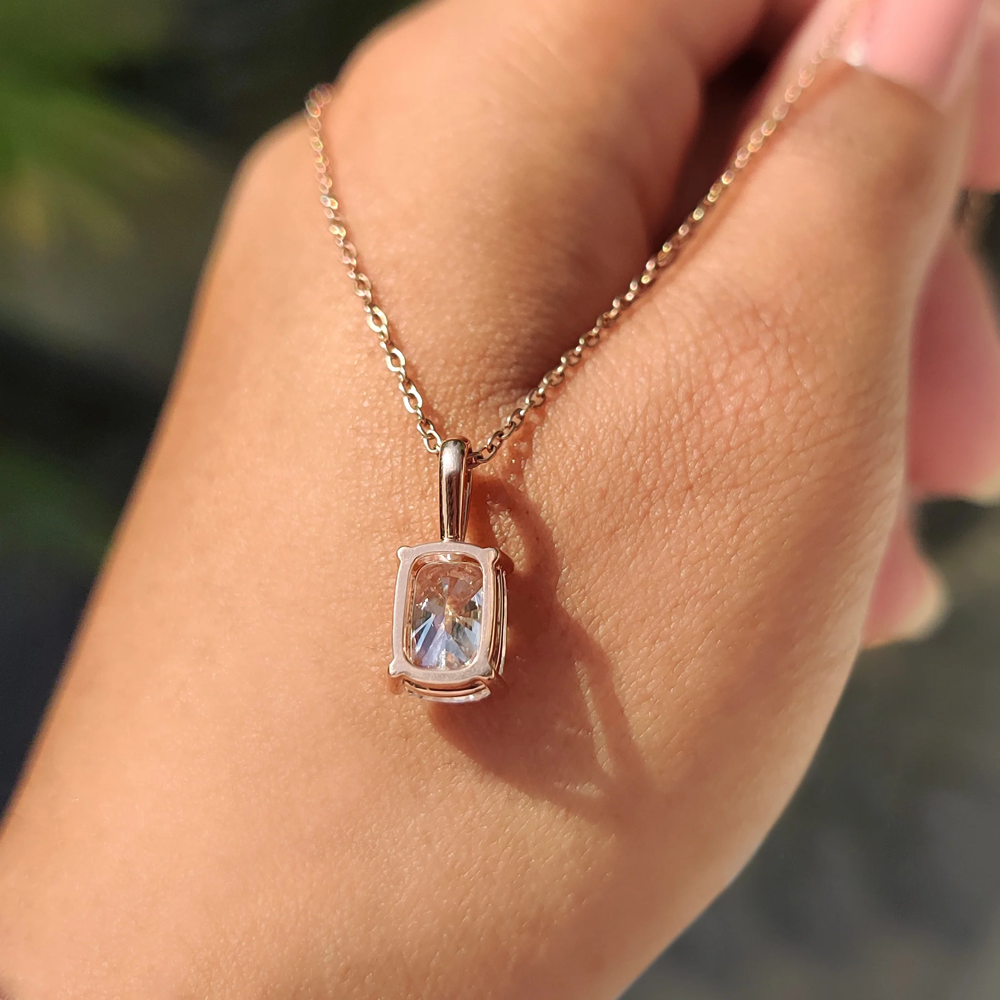 Cushion Cut Solitaire Diamond Pendant With Claw Prong - Image 8