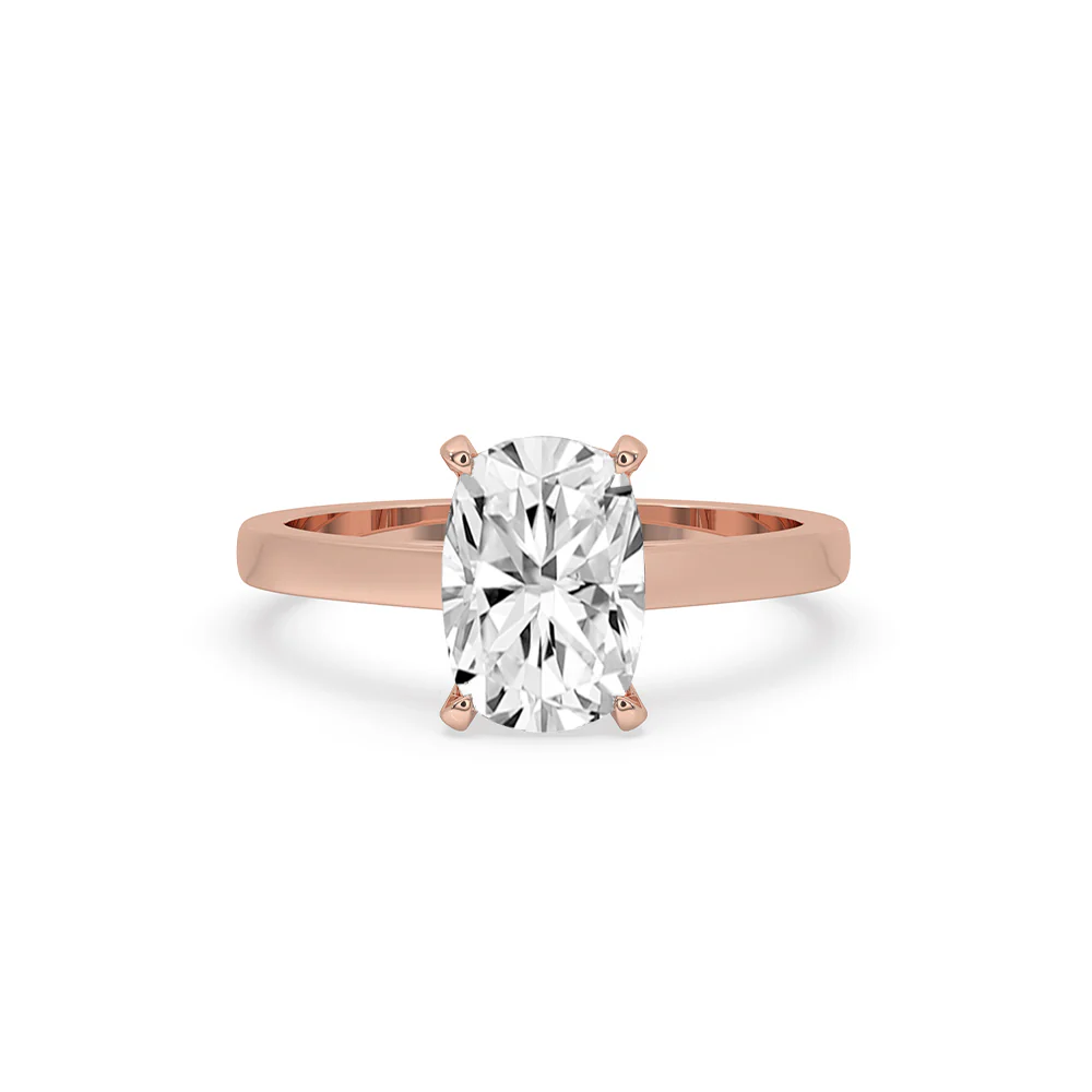 Cushion Cut Solitaire Diamond Ring With Cathedral Setting