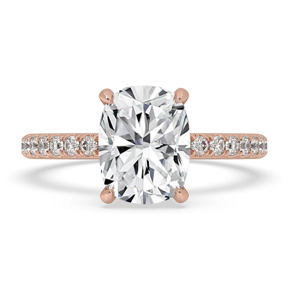 Cushion Diamond Ring In Double Hidden Halo Design