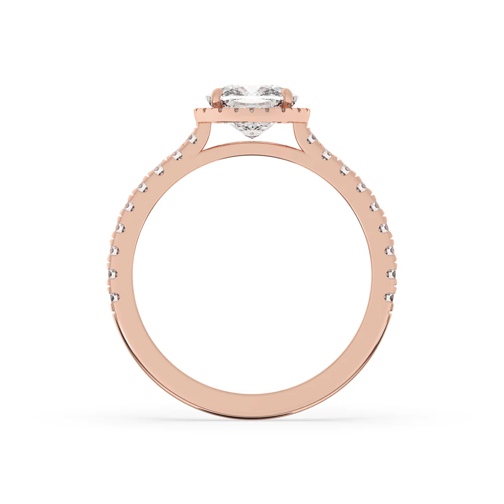 Cushion Halo Engagement Ring With Pave Band - Image 2