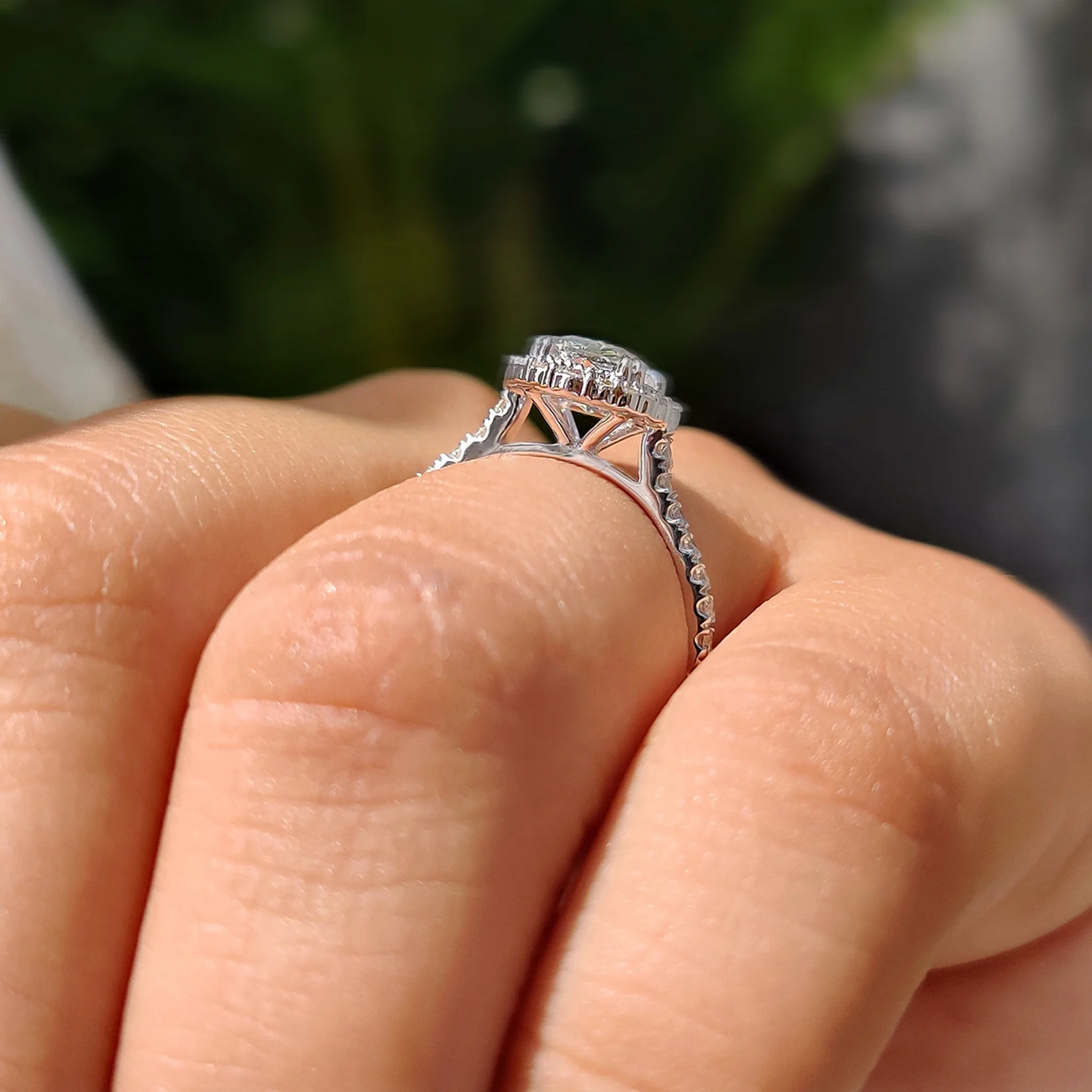 Cushion Halo Engagement Ring With Pave Setting Design - Image 3