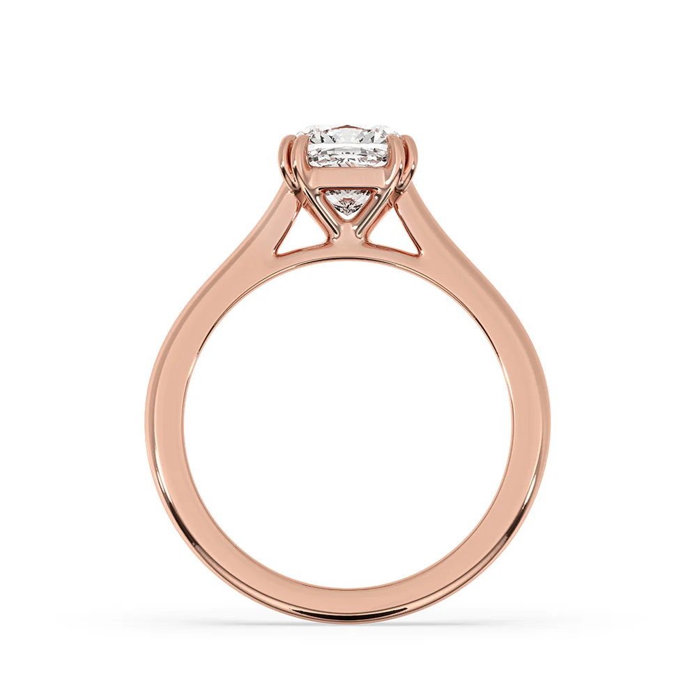 Rose Gold Cushion Solitaire Engagement Ring - Image 3