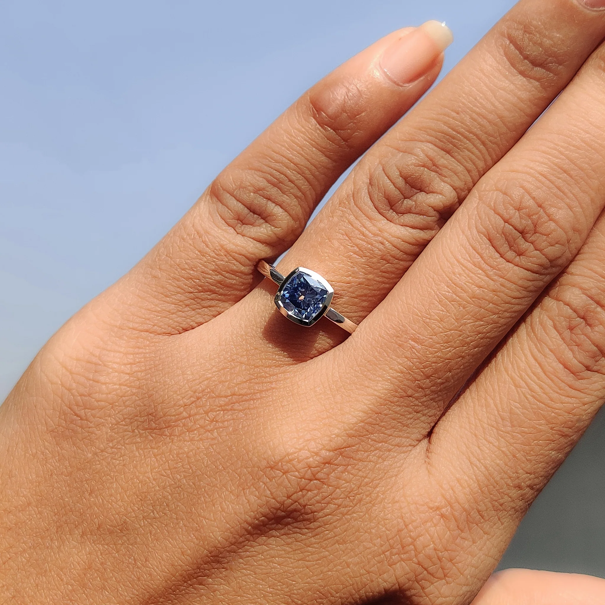 Cushion Solitaire Ring With Bezel Style - Image 4