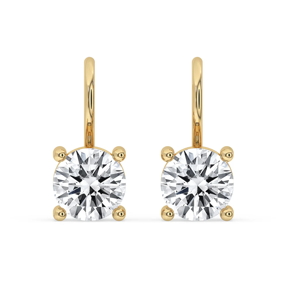 Dangle Diamond Earrings With Round Cut Diamond
