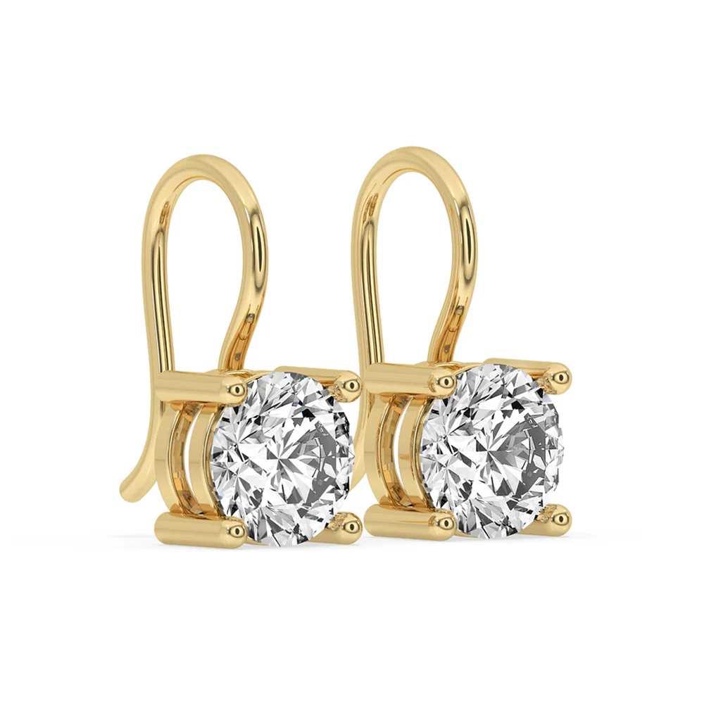 Dangle Diamond Earrings With Round Cut Diamond - Image 3