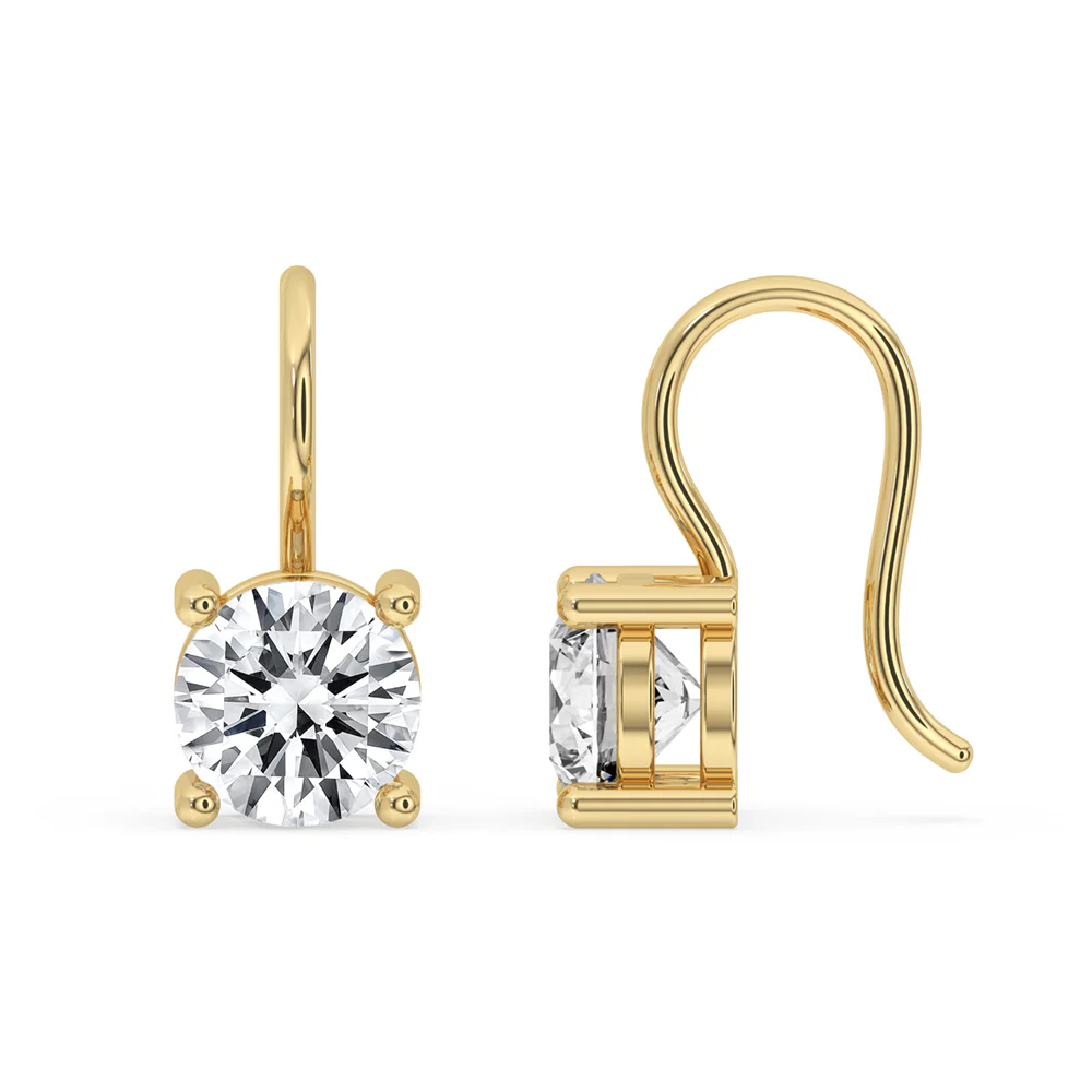 Dangle Diamond Earrings With Round Cut Diamond - Image 4