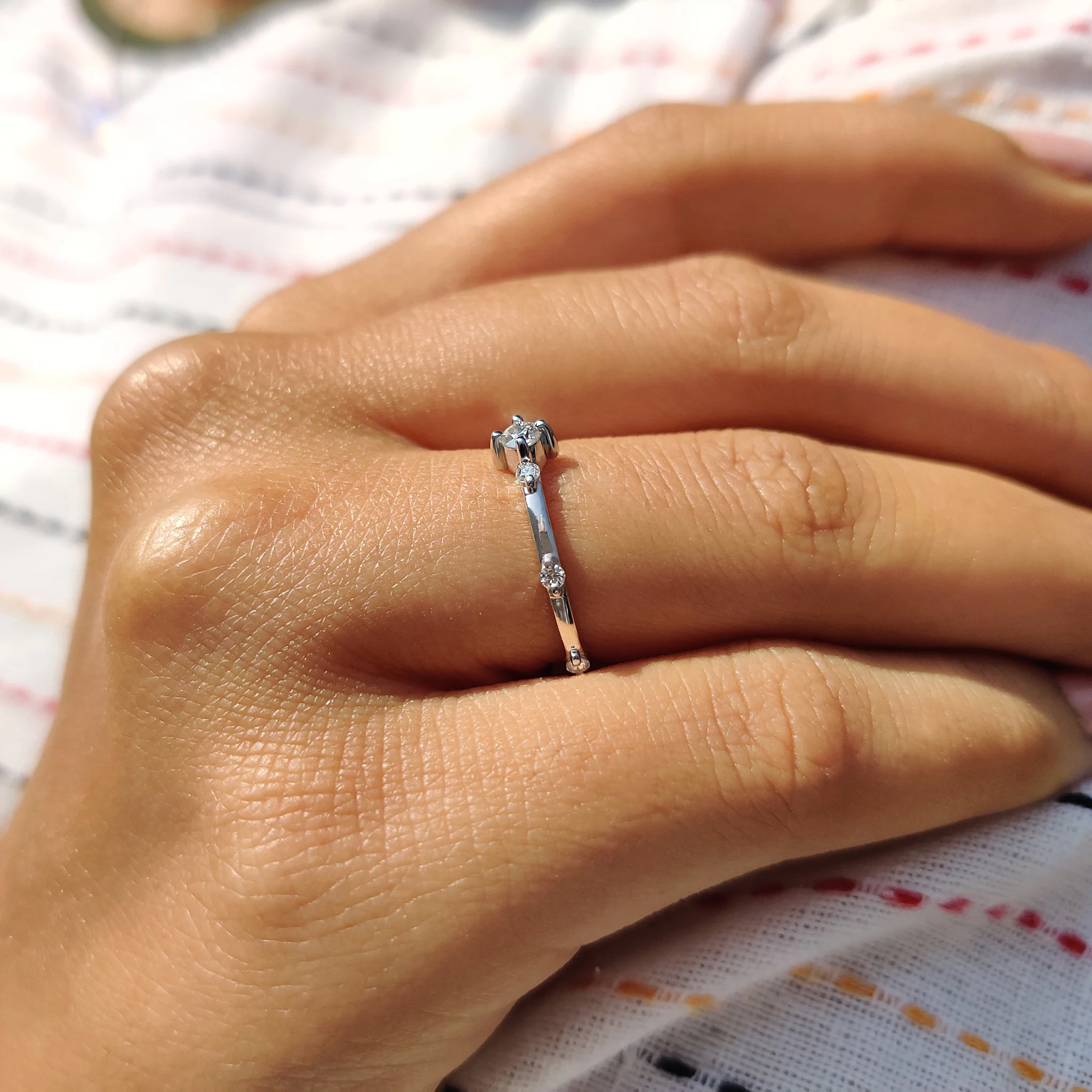 Delicate Distance Pave Wedding Band In Round Cut Moissanite - Image 4
