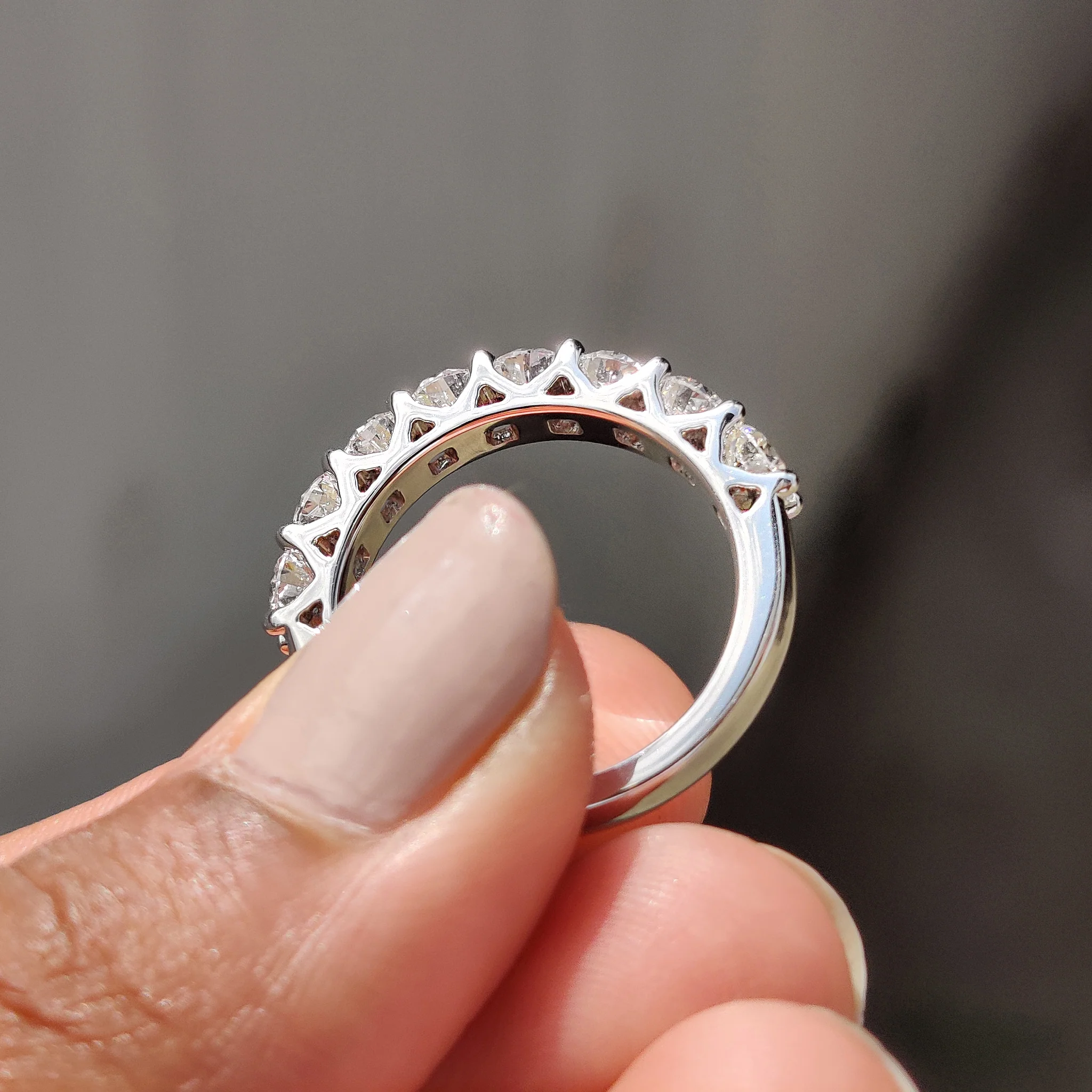 Round Cut Diamond Half Eternity Band In Secure Prong Style - Image 9