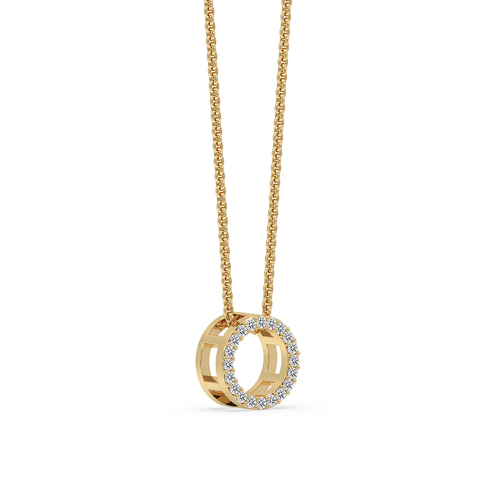 Diamond Halo Pendant in Round Circle Design - Image 4