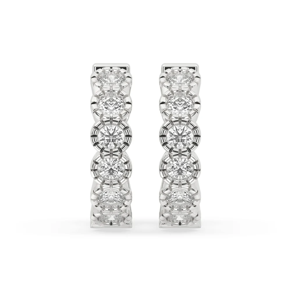 Diamond Hoop Earrings With Round Diamond