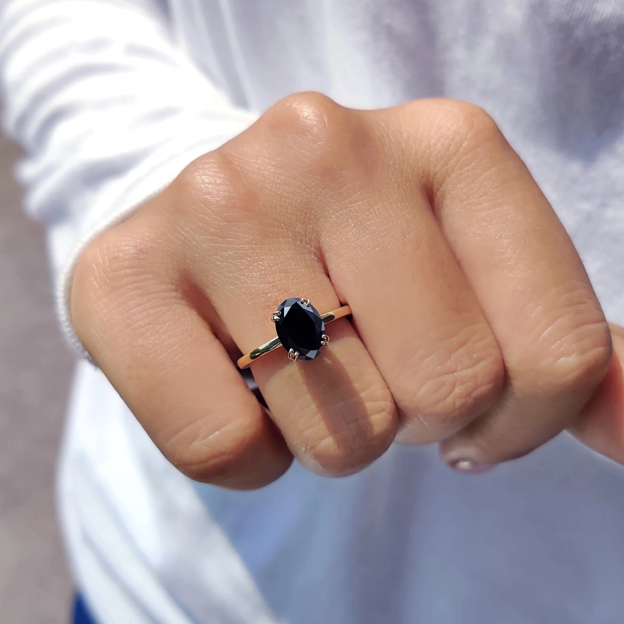 Double Prong Back Oval Cut Engagement Ring - Image 6