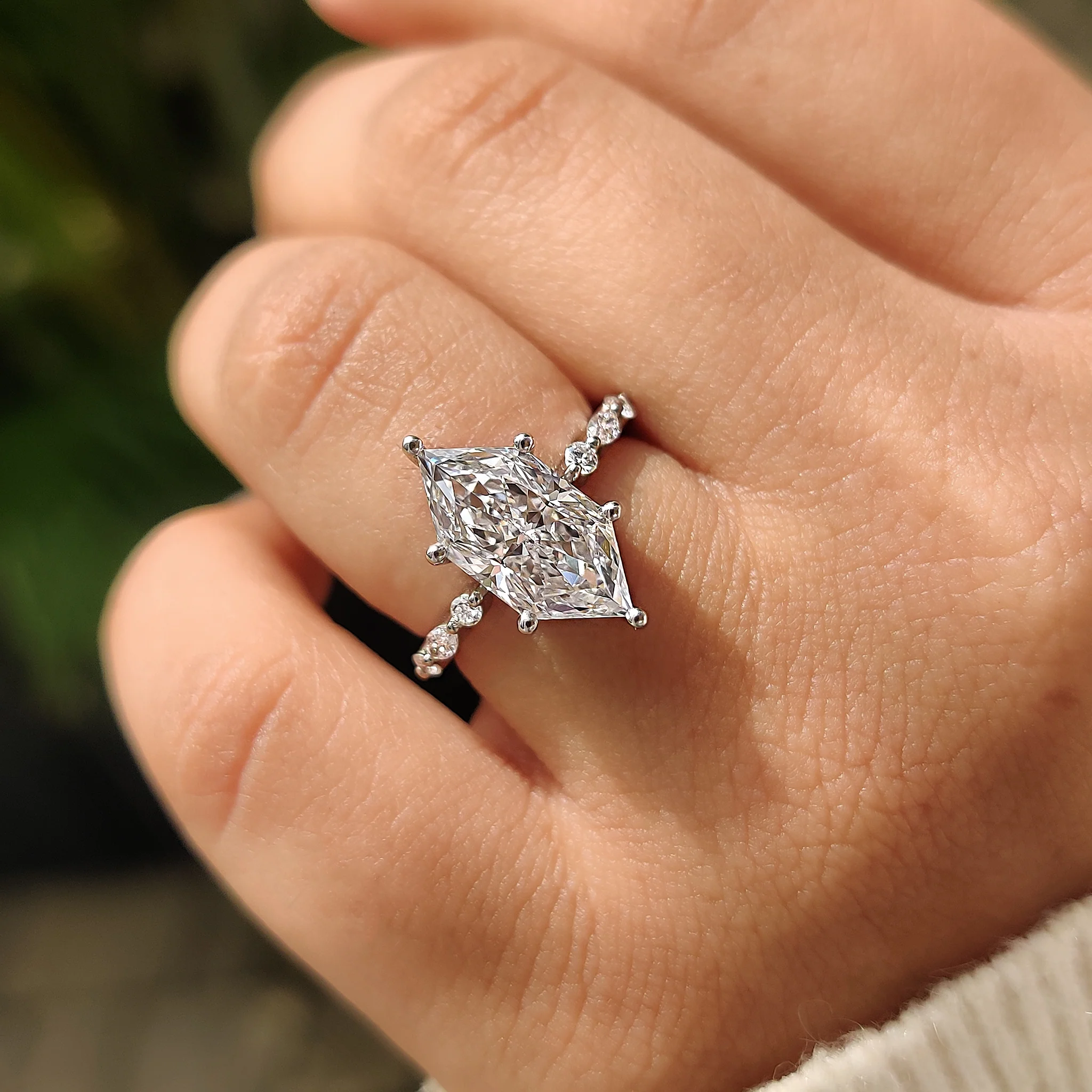 Dutch Marquise Engagement Ring With Marquise And Round Side Stone - Image 7
