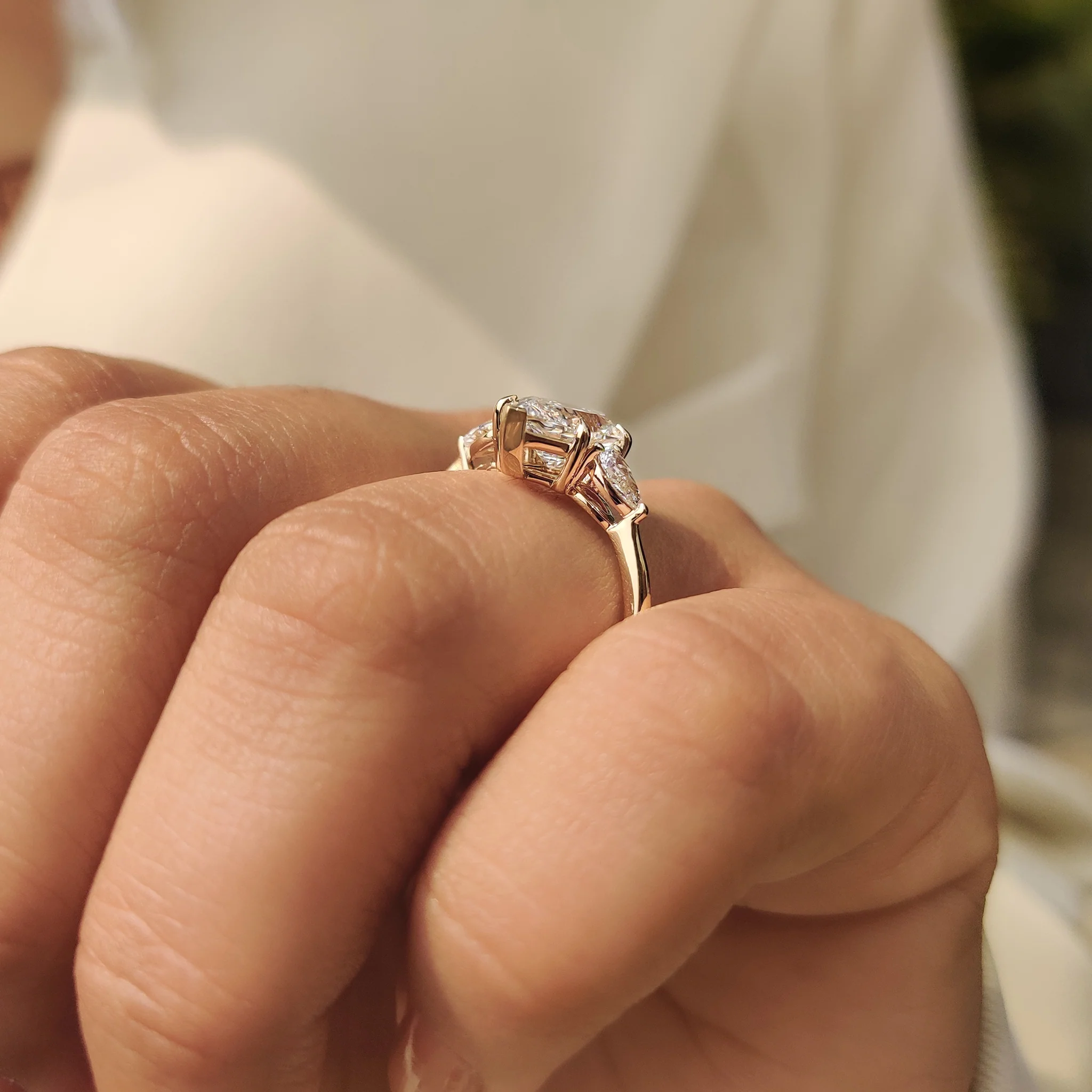 Dutch Marquise Three Stone Engagement Ring in Tapered Shank - Image 8