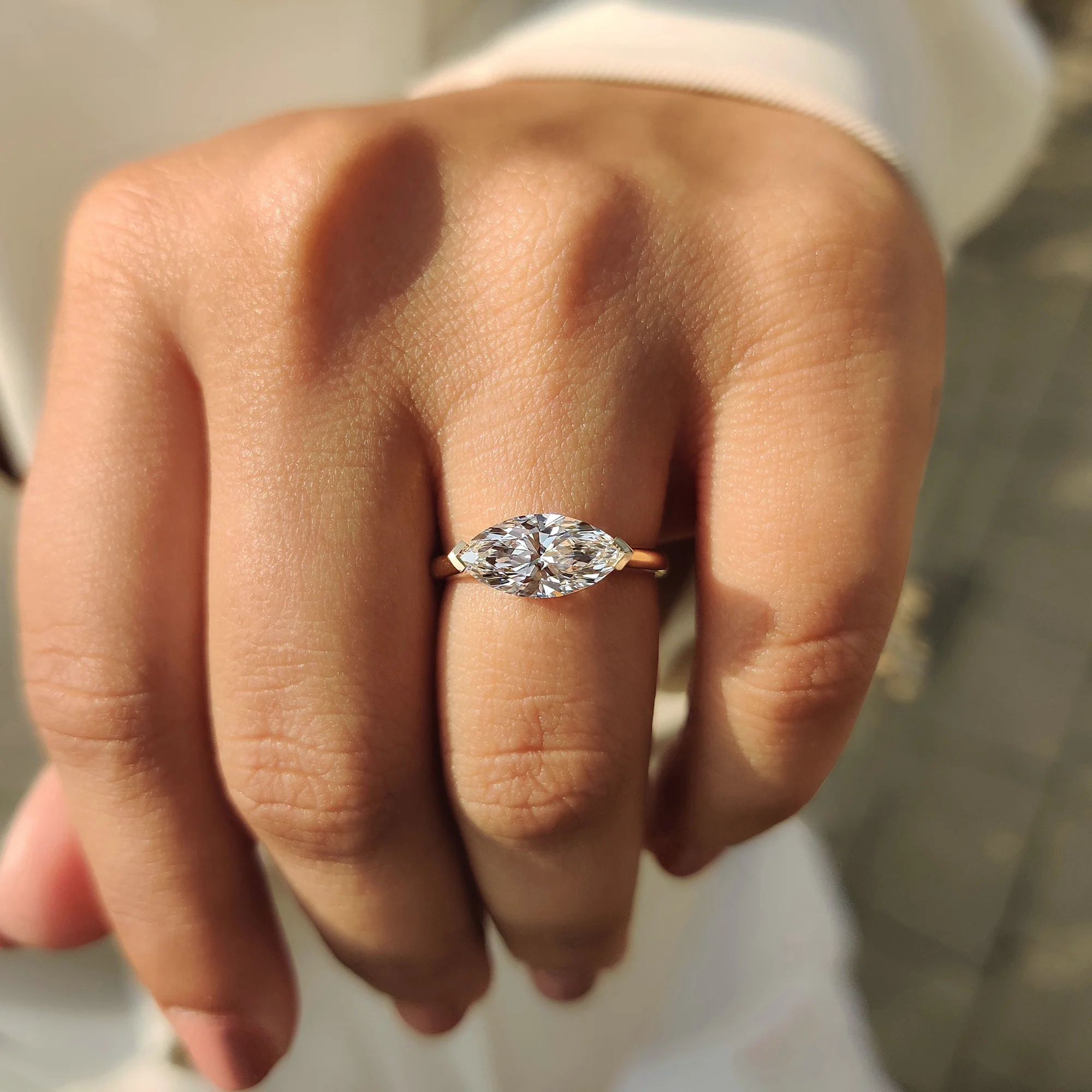 East To West Marquise Ring In Solitaire Style - Image 7