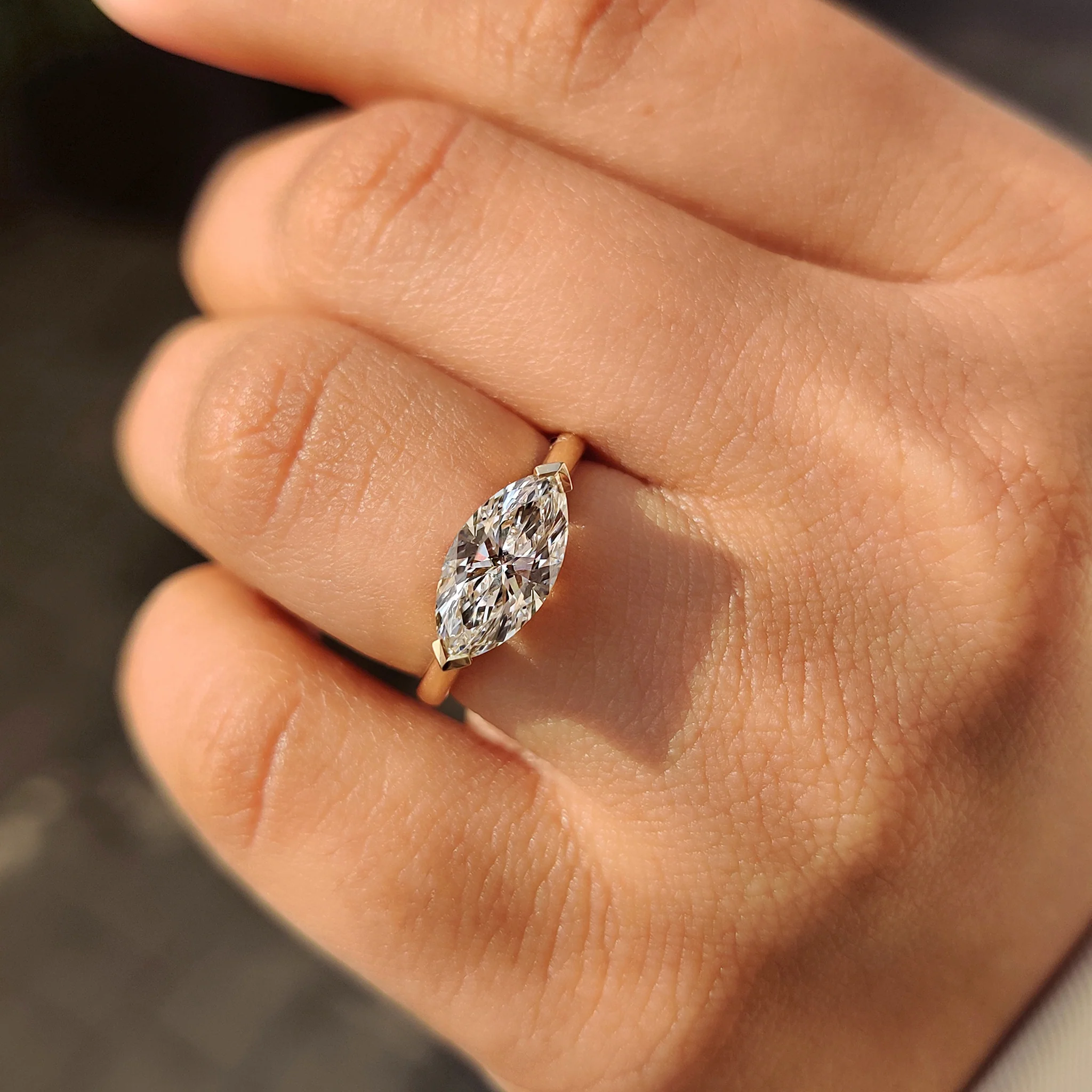 East To West Marquise Ring In Solitaire Style - Image 8