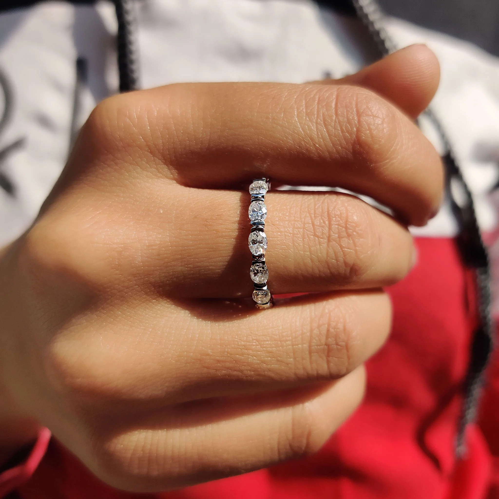Full Eternity East West Oval Wedding Band