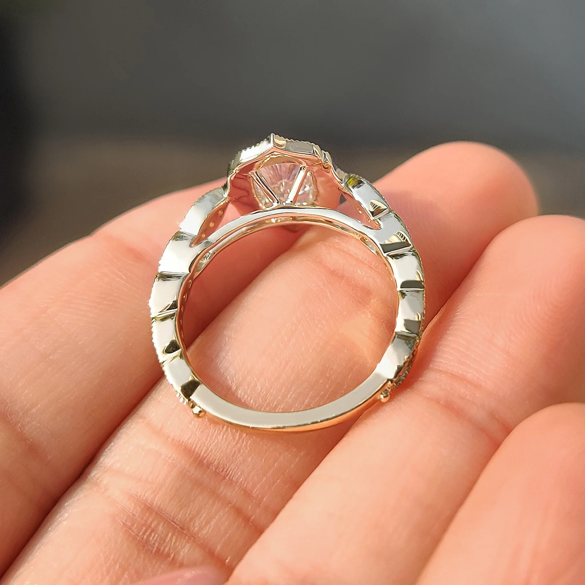 Elongated Cushion Cut Engagement Ring in Vintage Style - Image 9