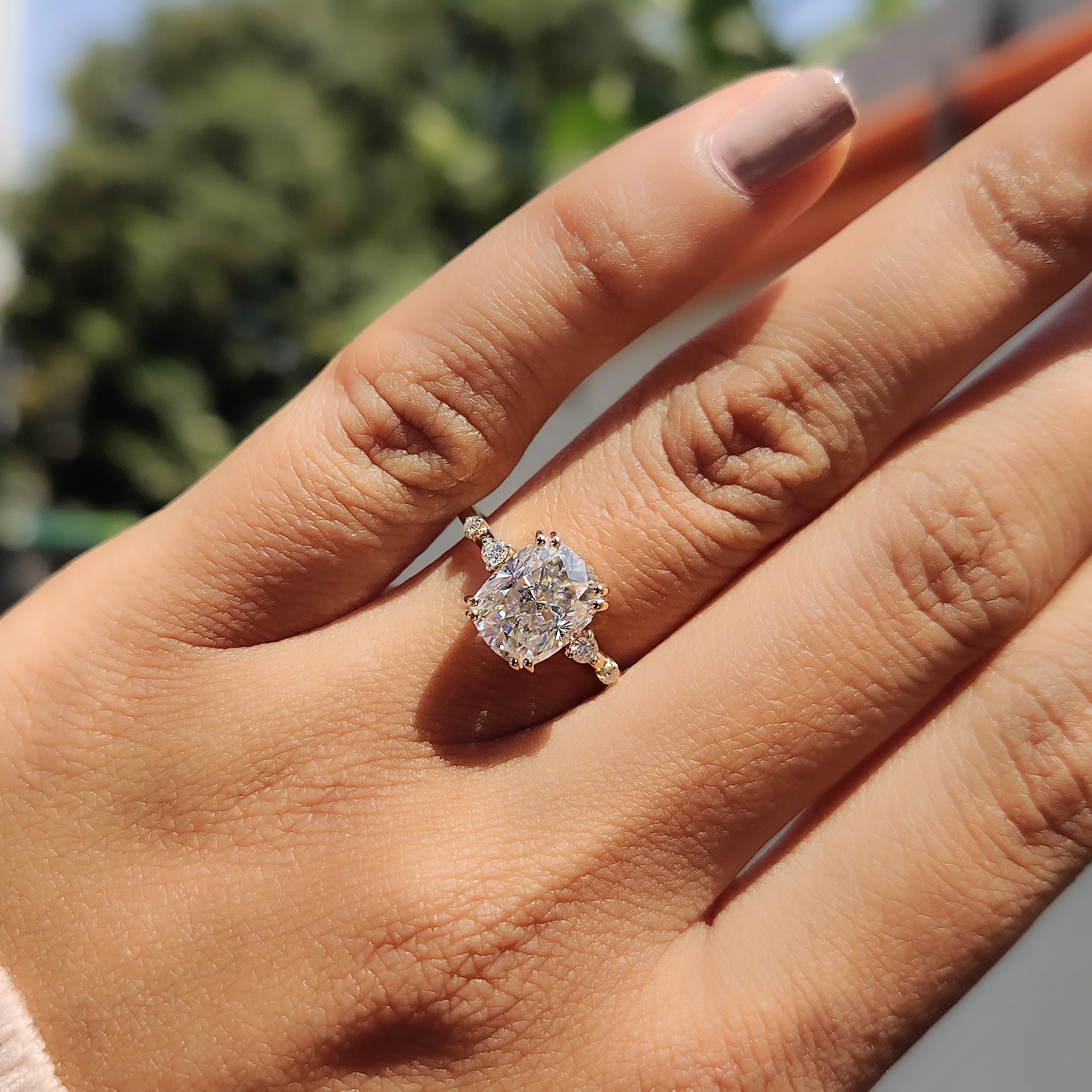 Elongated Cushion Cut Engagement Ring in Double Prong Setting - Image 10