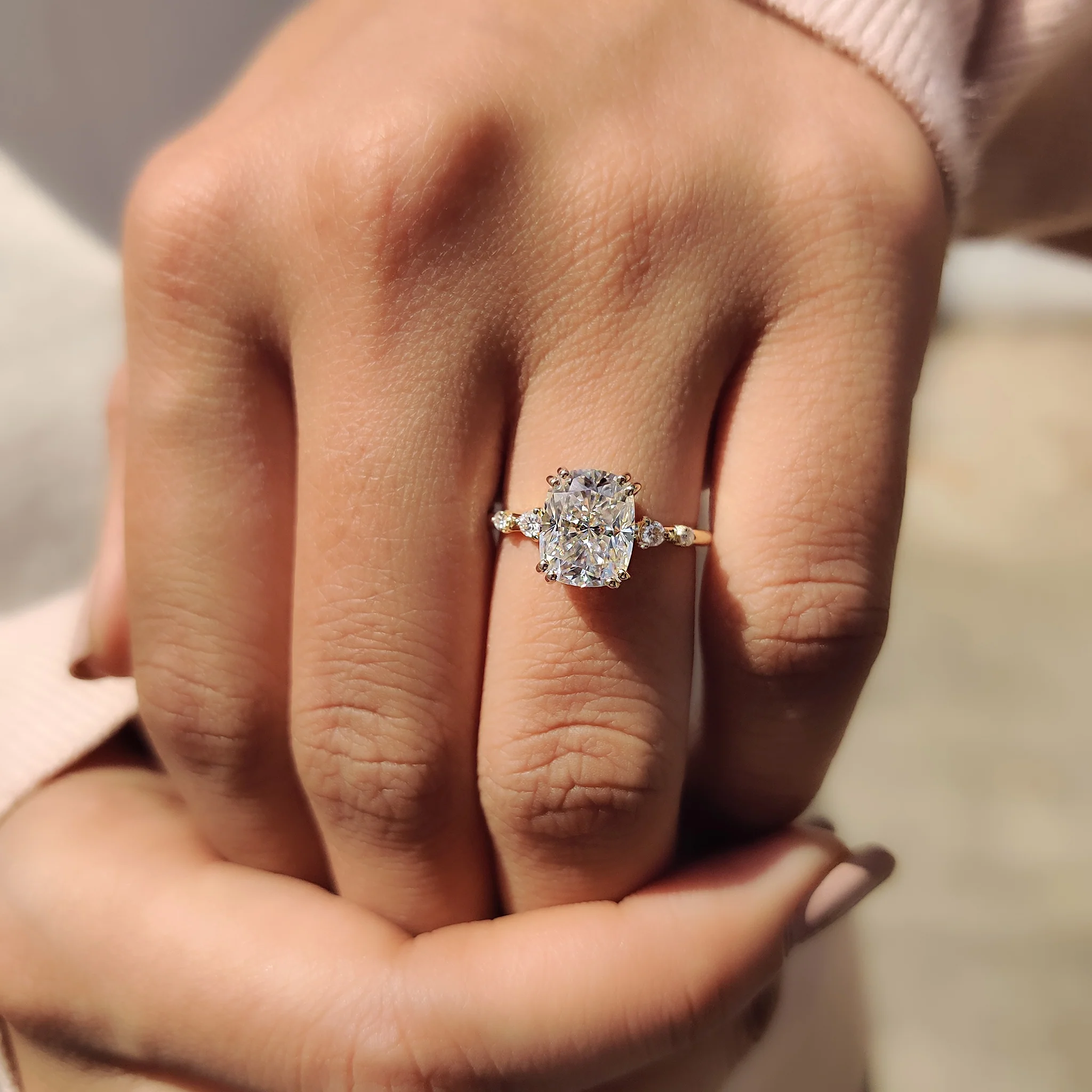 Elongated Cushion Cut Engagement Ring in Double Prong Setting - Image 5
