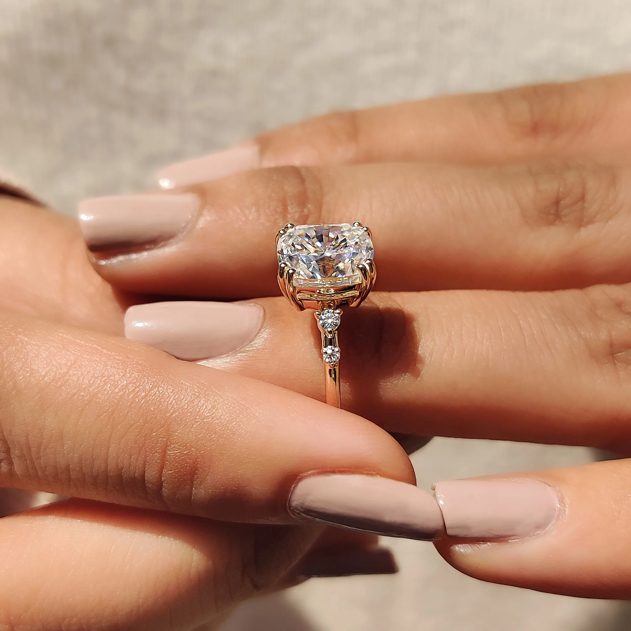 Elongated Cushion Cut Engagement Ring in Double Prong Setting - Image 8
