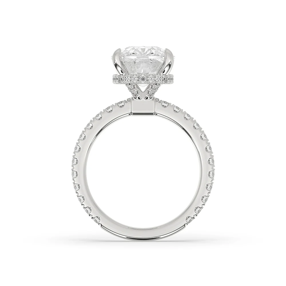 Elongated Cushion Engagement Ring In Pave Setting - Image 3