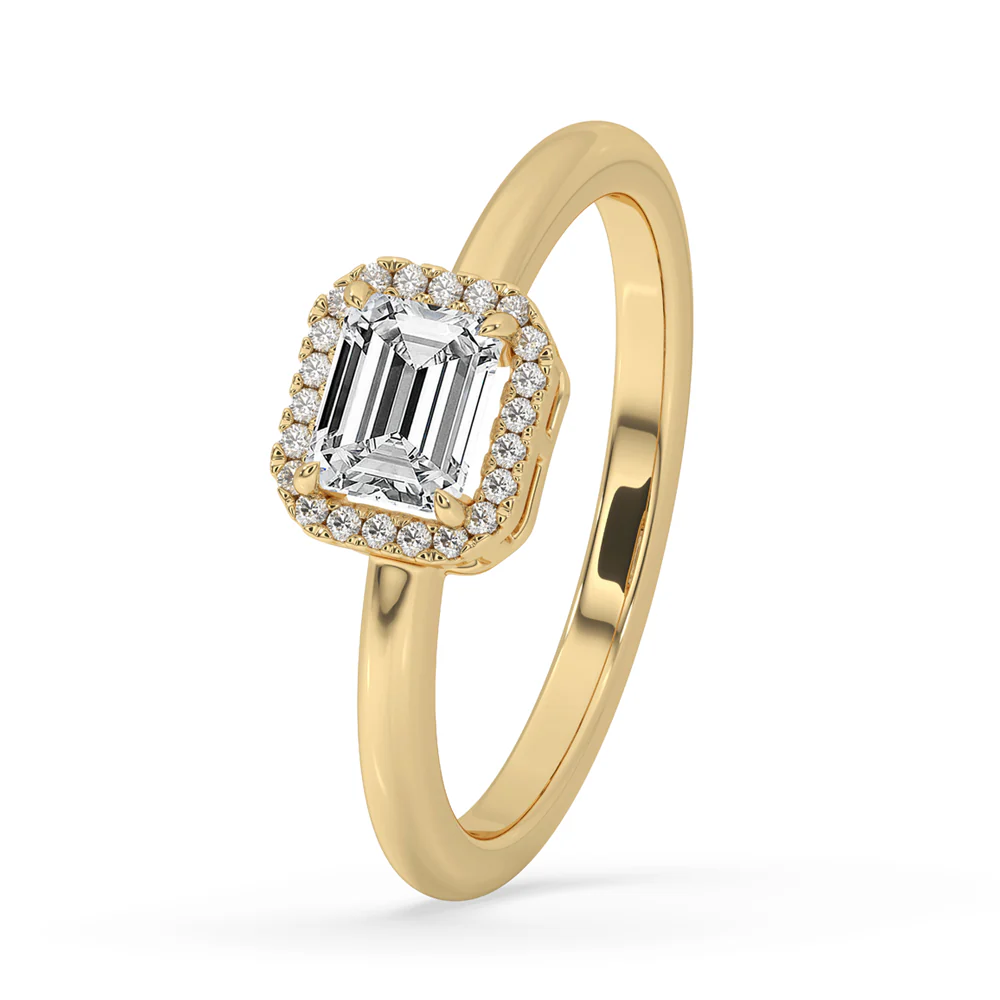 Emerald and Diamond Engagement Ring in Claw Prong - Image 2