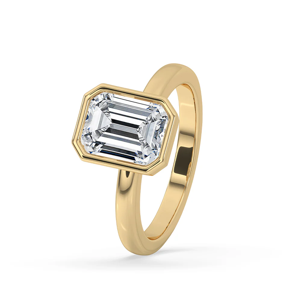 Emerald Cut Bezel Ring in Classic Solitaire Setting - Image 2