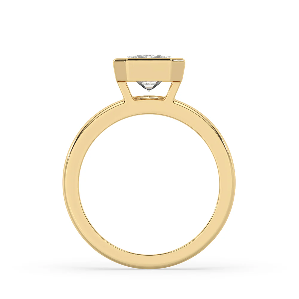 Emerald Cut Bezel Ring in Classic Solitaire Setting - Image 4