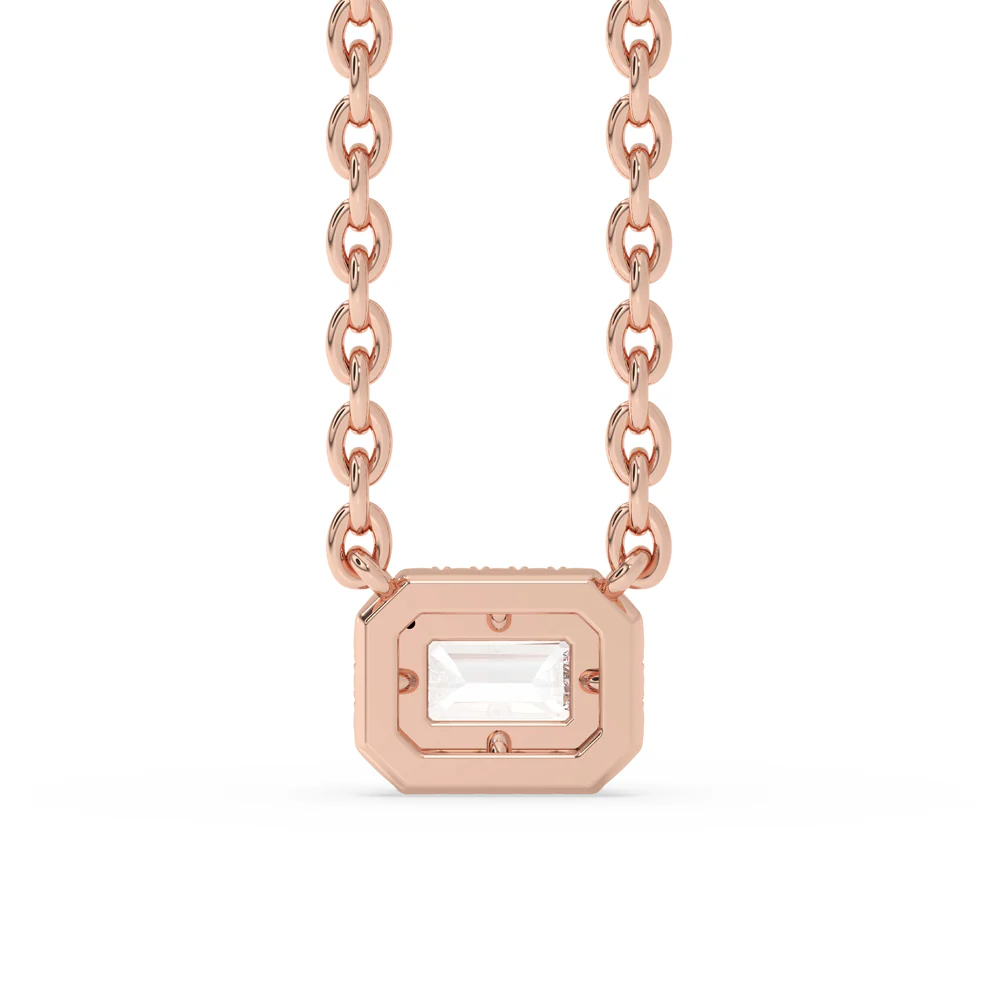 Emerald Cut Diamond Pendant – Halo Style - Image 2